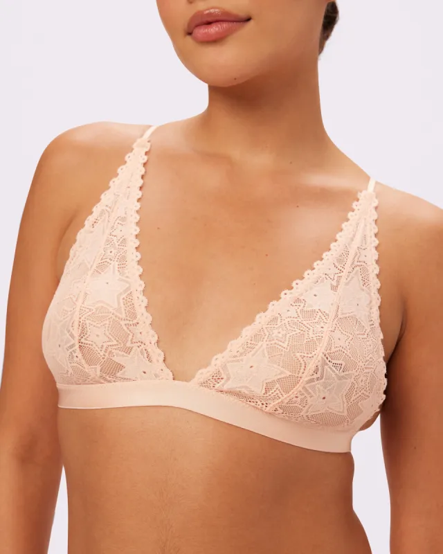 Perfect Lace Plunge Bralette | Soft Lace in Stars (Sweet Peach) sold by Parade