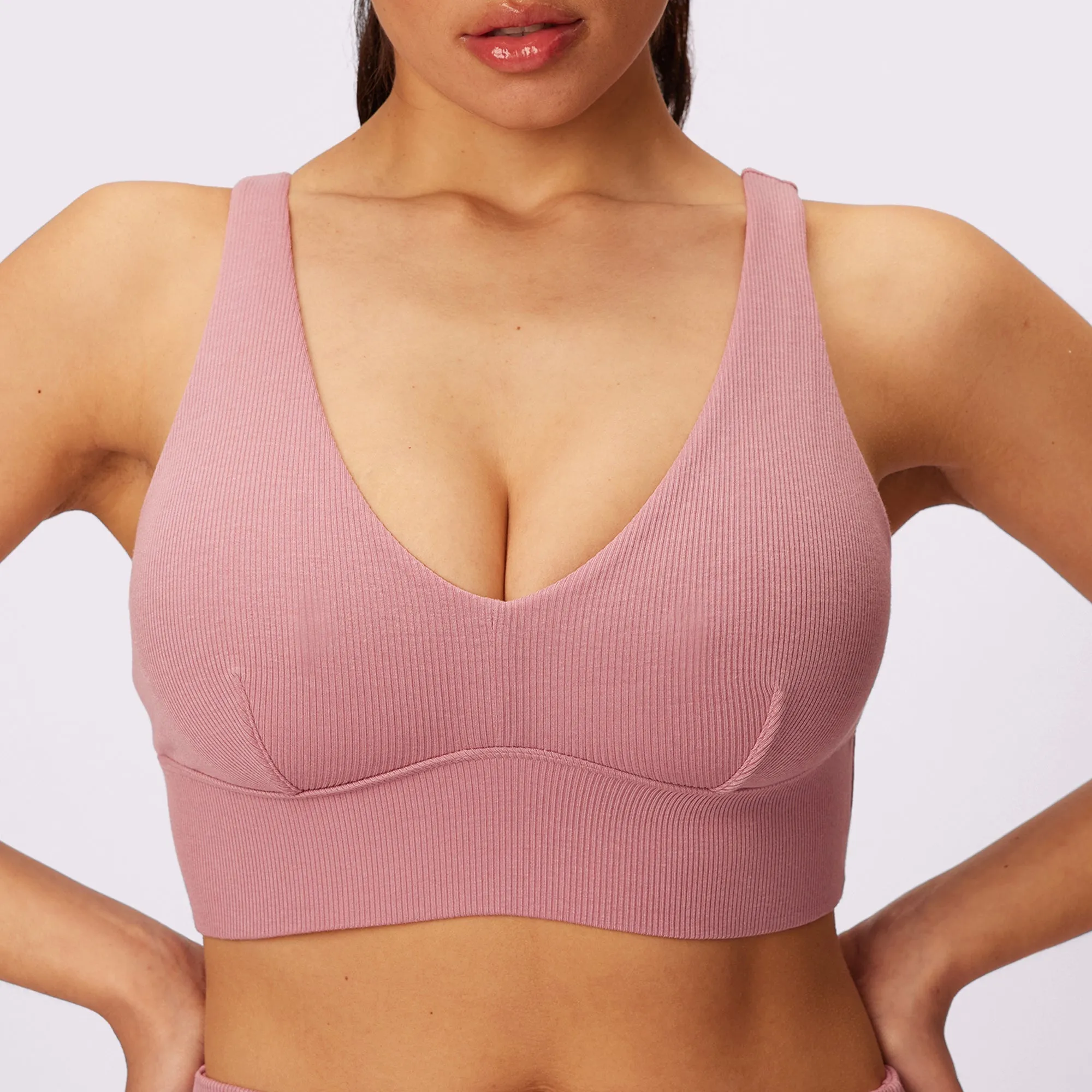 Lush Sculpt Plunge Longline Bralette | Lush Rib | Archive (Rose Petal) sold by Parade product image thumbnail 2