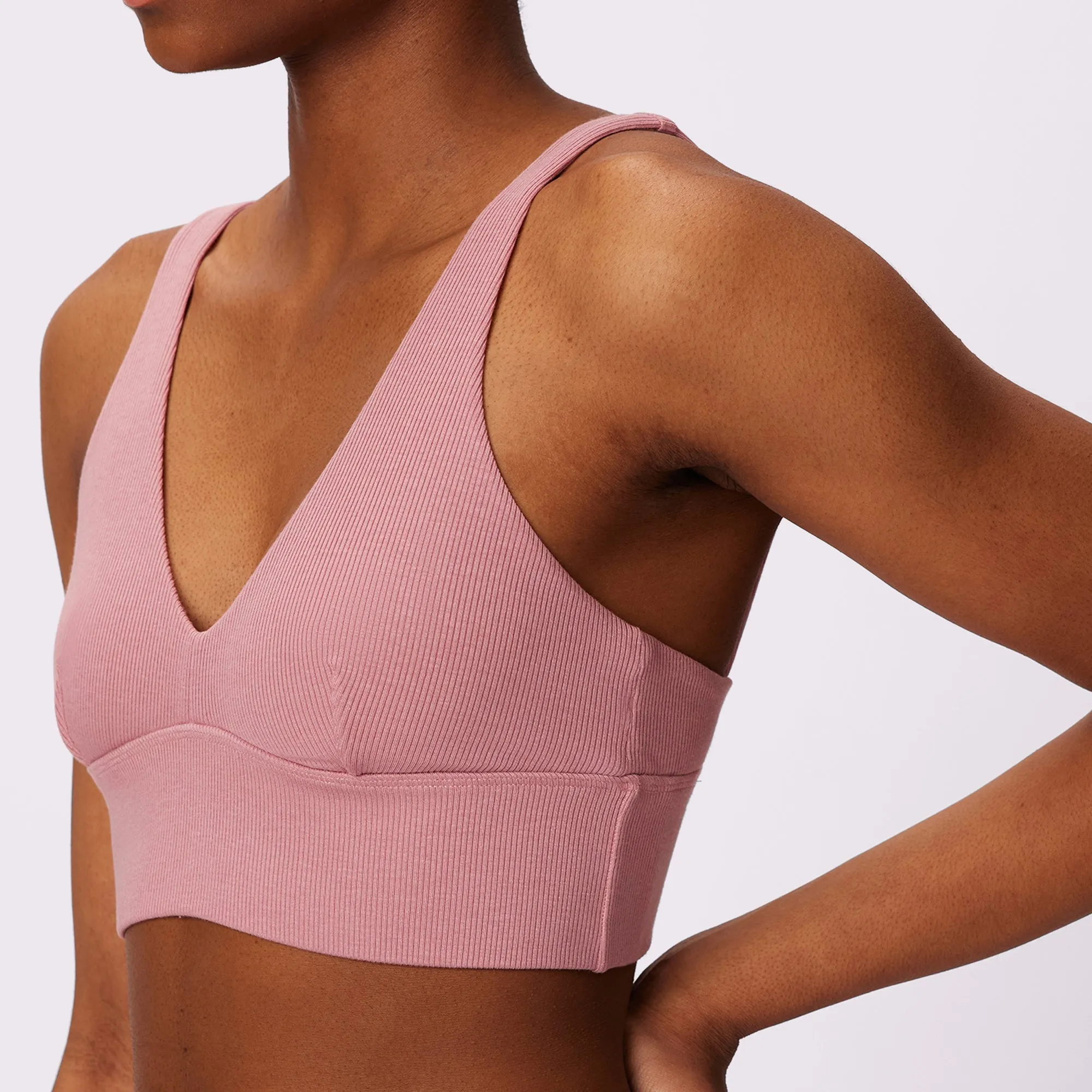 Lush Sculpt Plunge Longline Bralette | Lush Rib | Archive (Rose Petal) sold by Parade product image thumbnail 3