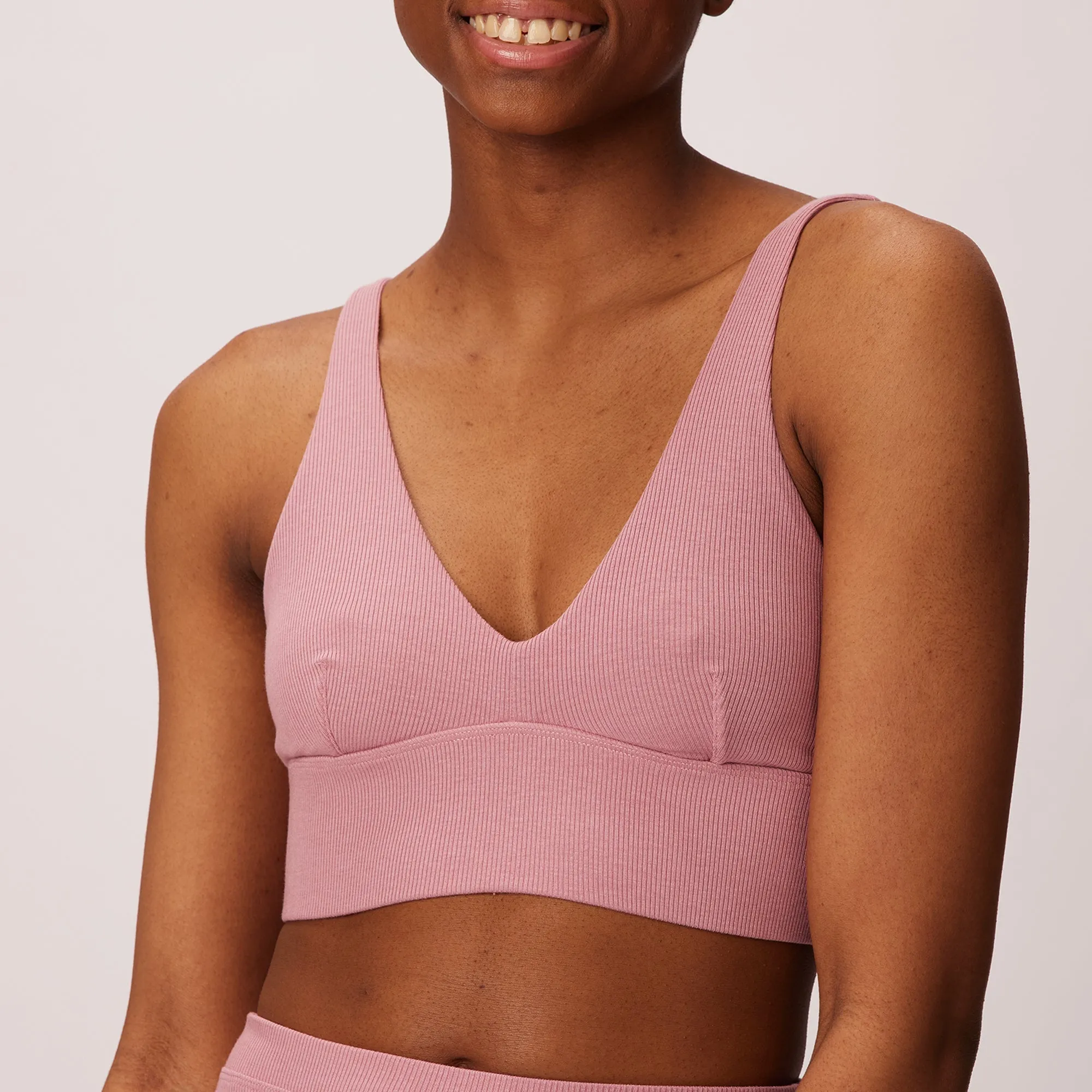 Lush Sculpt Plunge Longline Bralette | Lush Rib | Archive (Rose Petal) sold by Parade