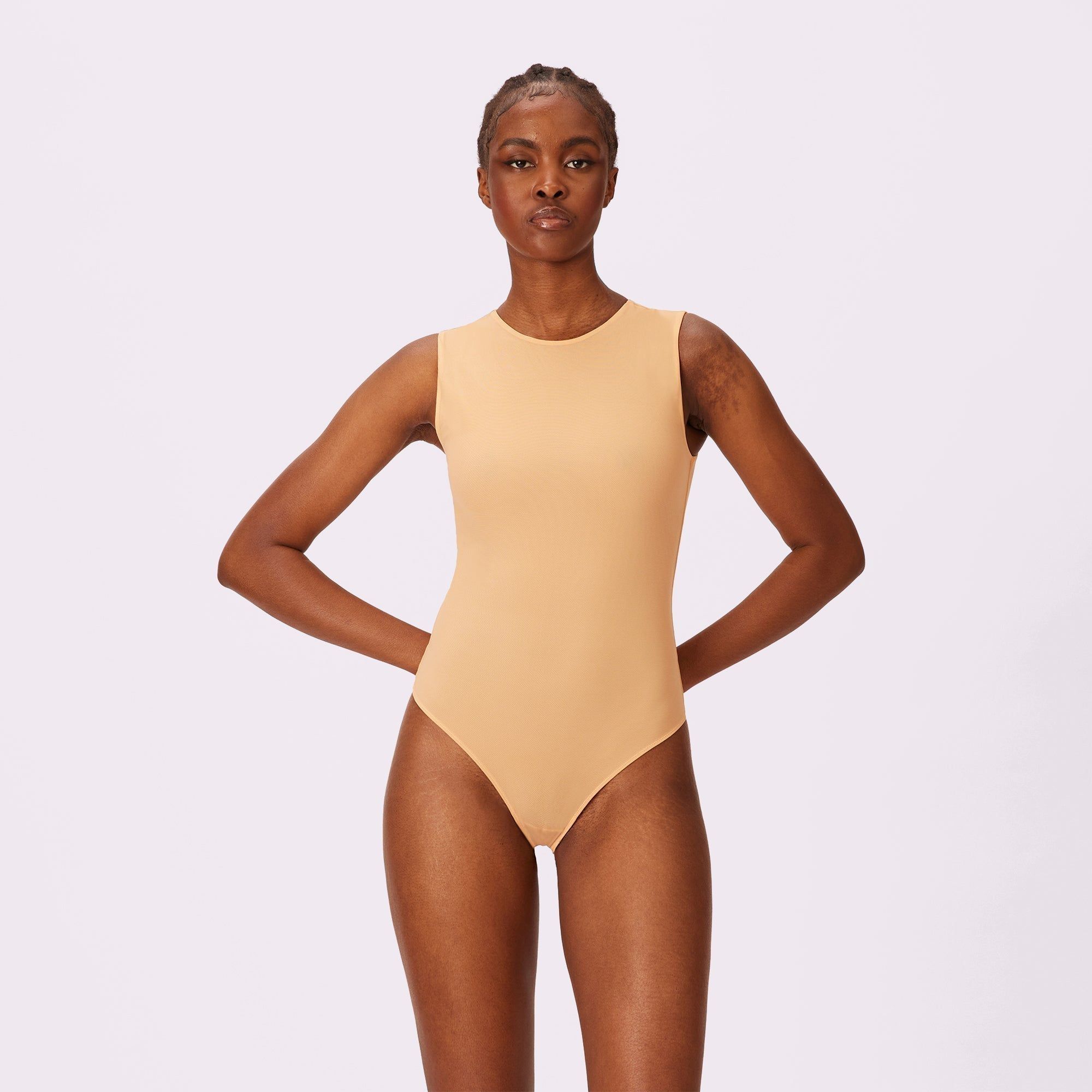 M Luxe Sleeveless Bodysuit | Silky Mesh | Archive (Cinnamon Roll) sold by Parade product image thumbnail 4