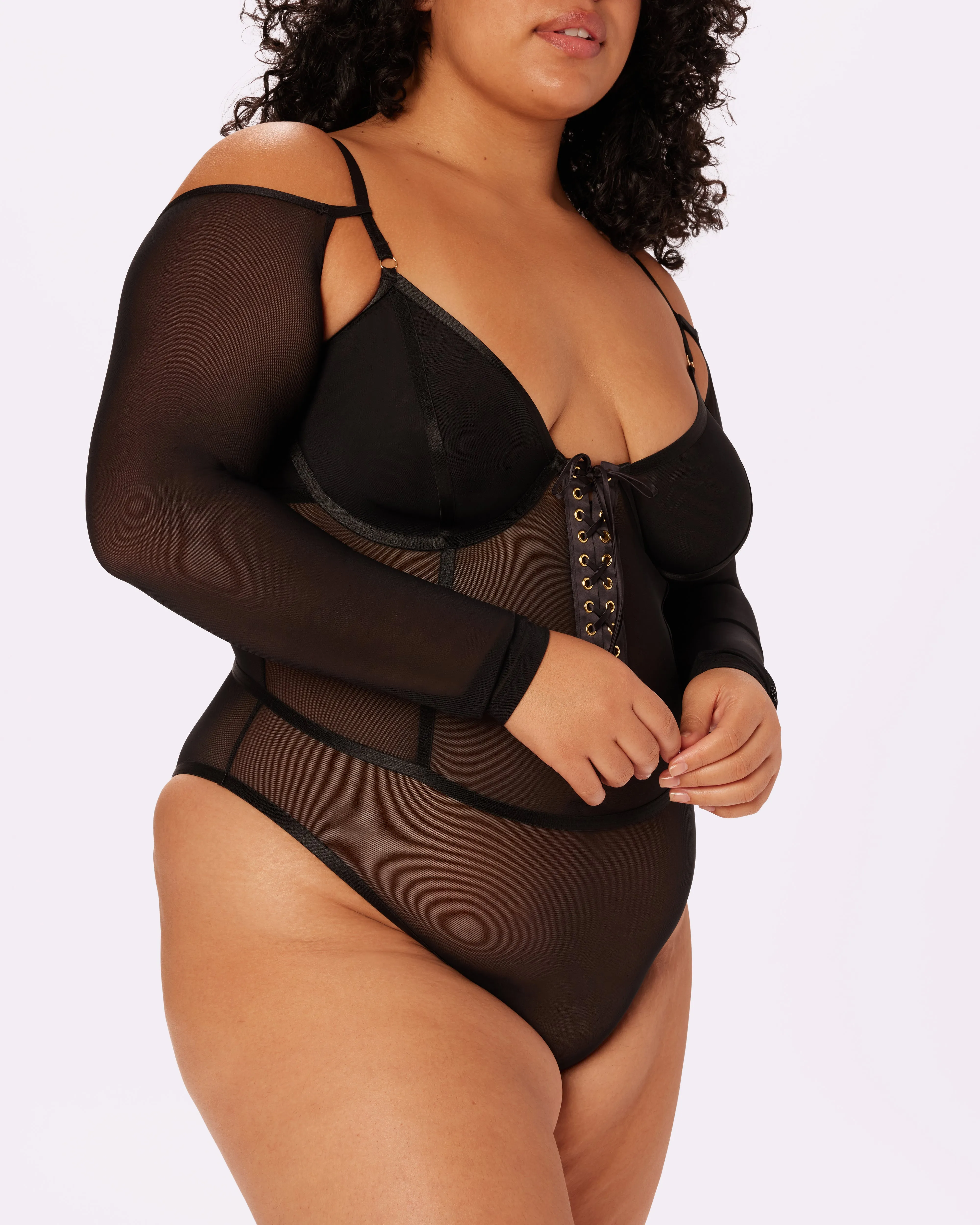 Sheer Sculpt Convertible Sleeve Bodysuit | Silky Mesh | Archive (Eightball) sold by Parade product image thumbnail 2