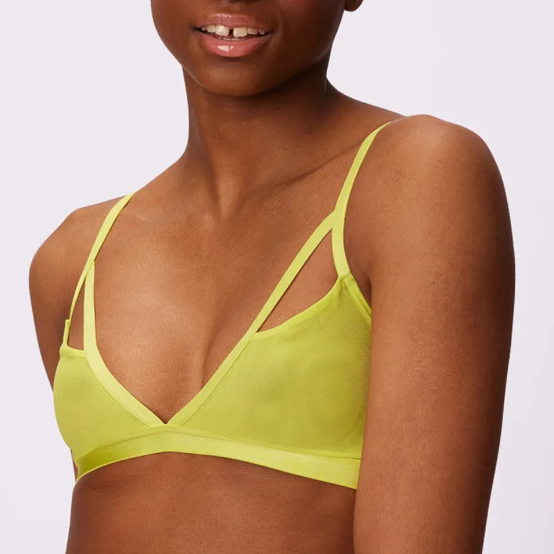 1+ Strappy Triangle Bralette | Silky Mesh | Archive (Acid) sold by Parade