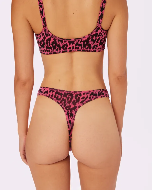 Betsey Johnson Ultra-Flattering High Rise Thong | New:Cotton (Electric Leopard) sold by Parade
