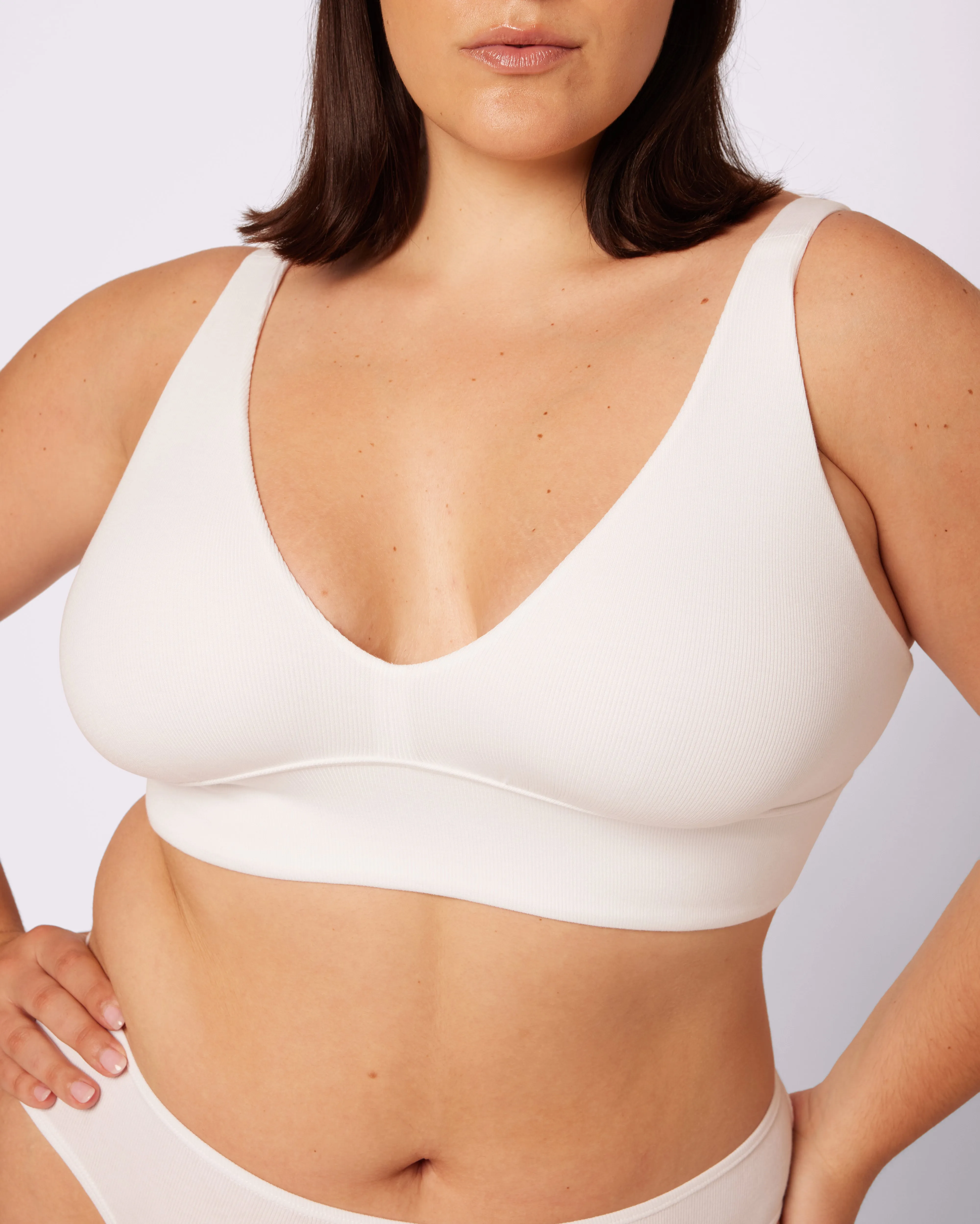 Lush Sculpt Plunge Longline Bralette | Lush Rib (Glacier) sold by Parade