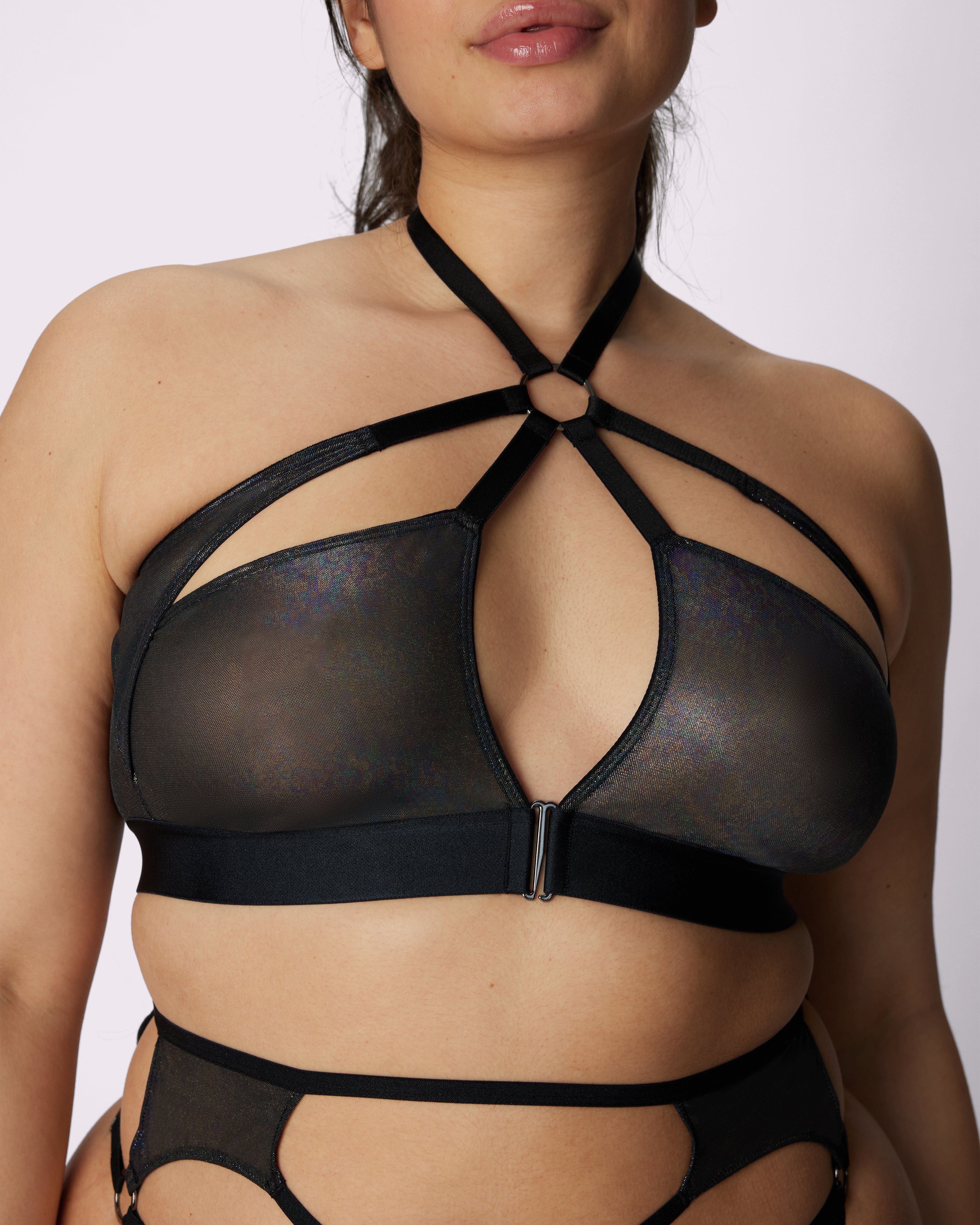 0+ Iridescent Shine Strappy Bralette | Silky Mesh | Archive (Glitterbomb) sold by Parade