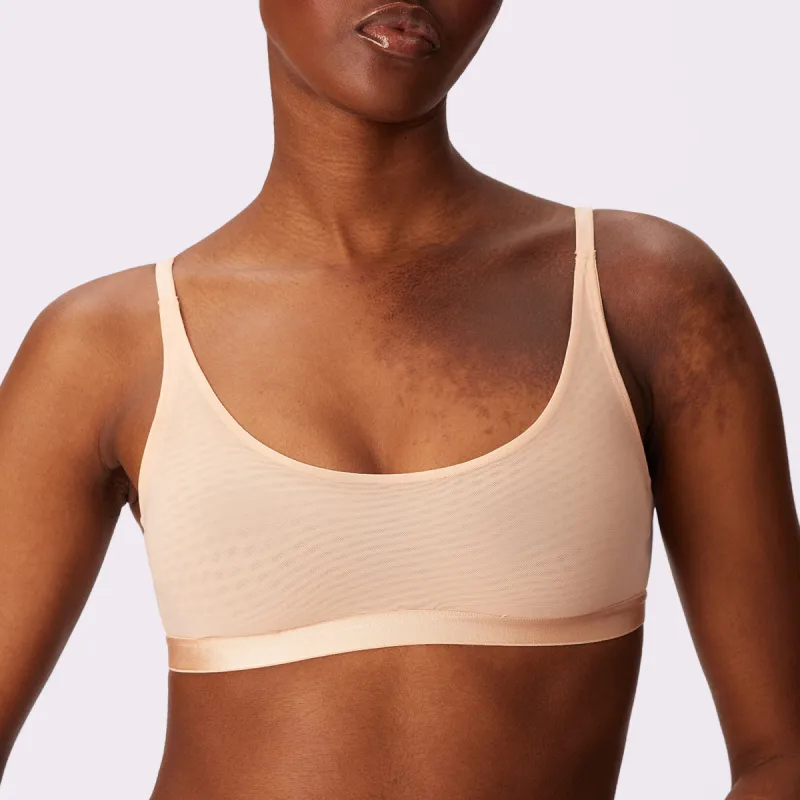 Luxe Mesh Scoop Bralette | Silky Mesh | Archive (Oatmilk) sold by Parade