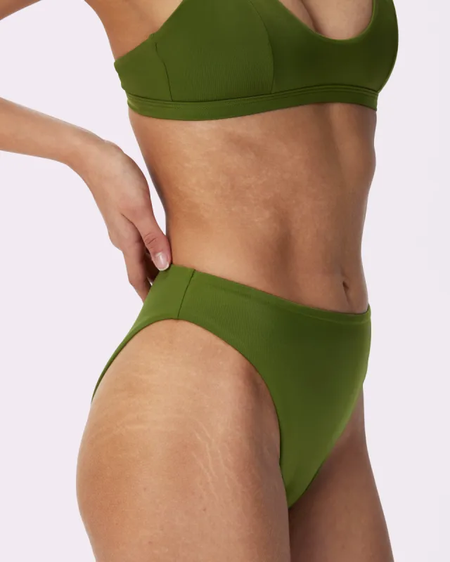High-Rise Brief Bikini Bottom | EcoSplash Swim | Archive (Palm Tree) sold by Parade