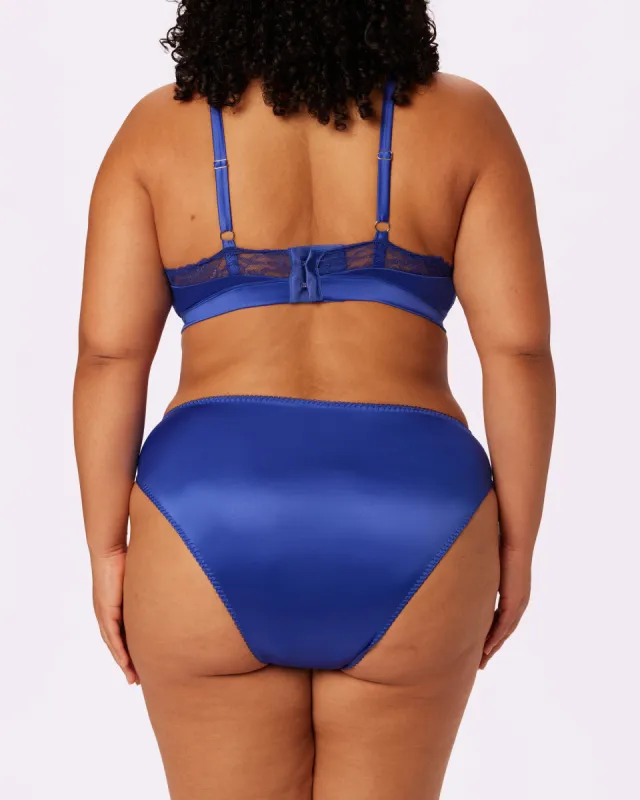 Luminous High Cut Cheeky | Glow Satin (True Blue) sold by Parade