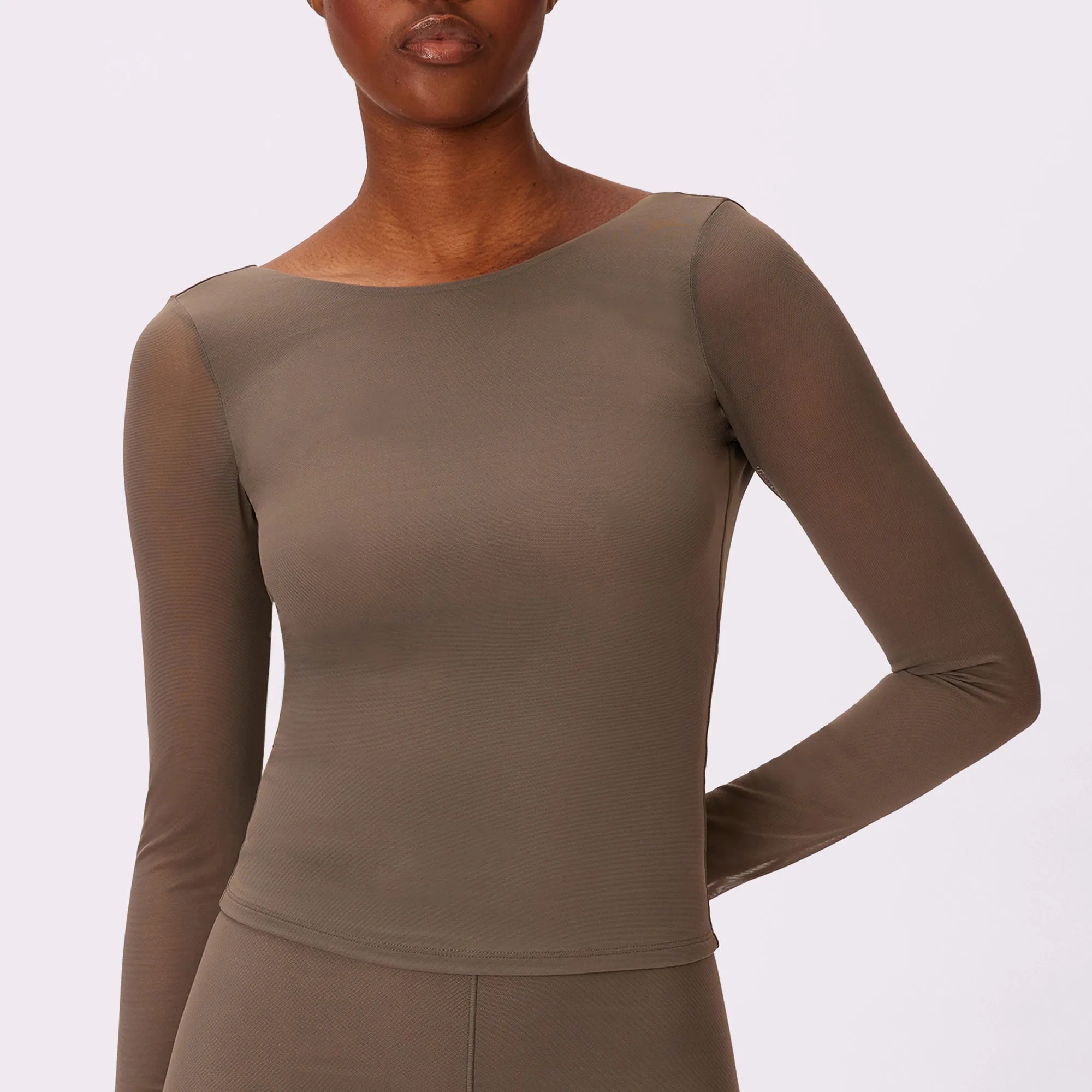 Silky Mesh Sculpting Long Sleeve | Silky Mesh | Archive (Smokescreen) sold by Parade