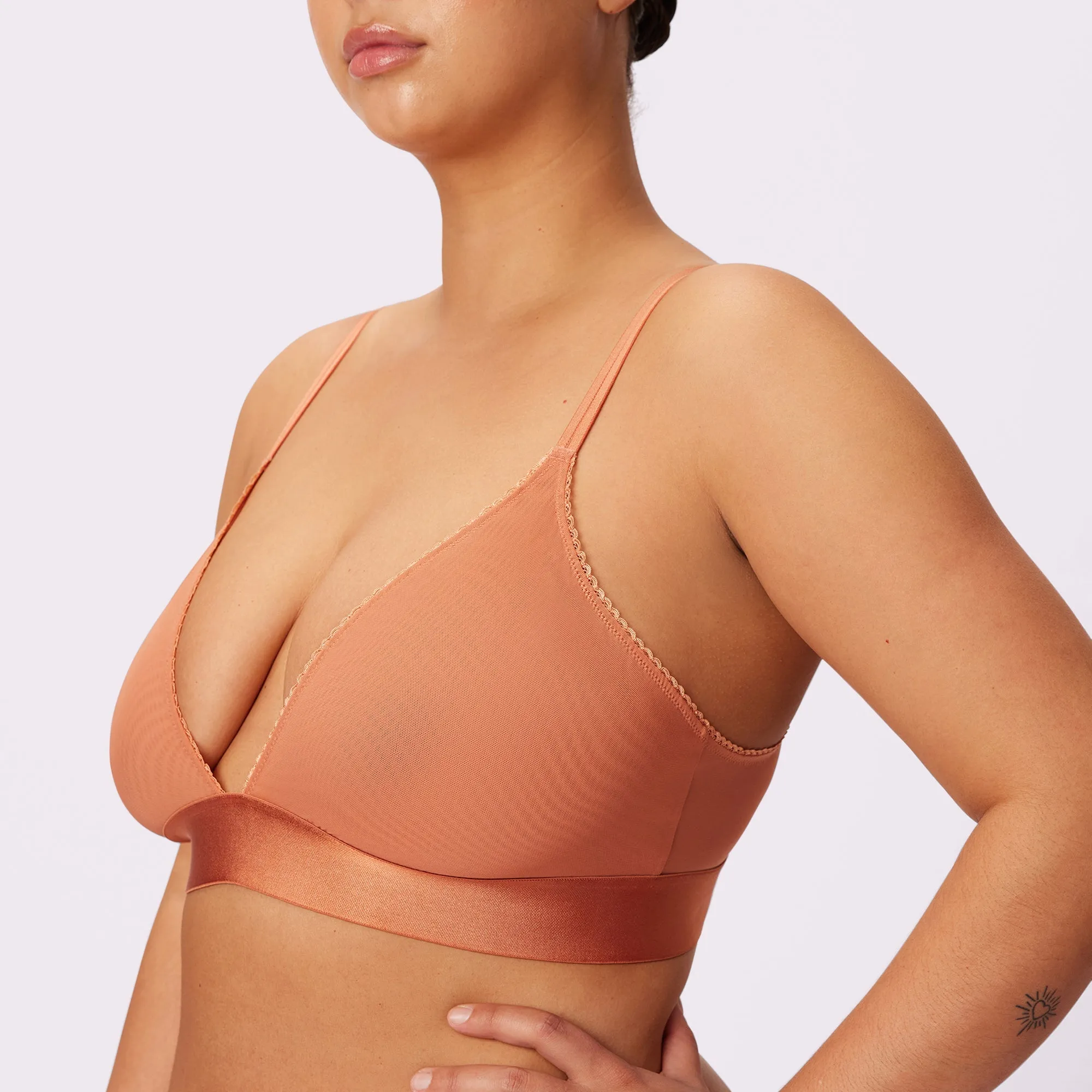 Flirty Lace Touch Triangle Bralette | Silky Mesh | Archive (Gingersnap) sold by Parade product image thumbnail 4