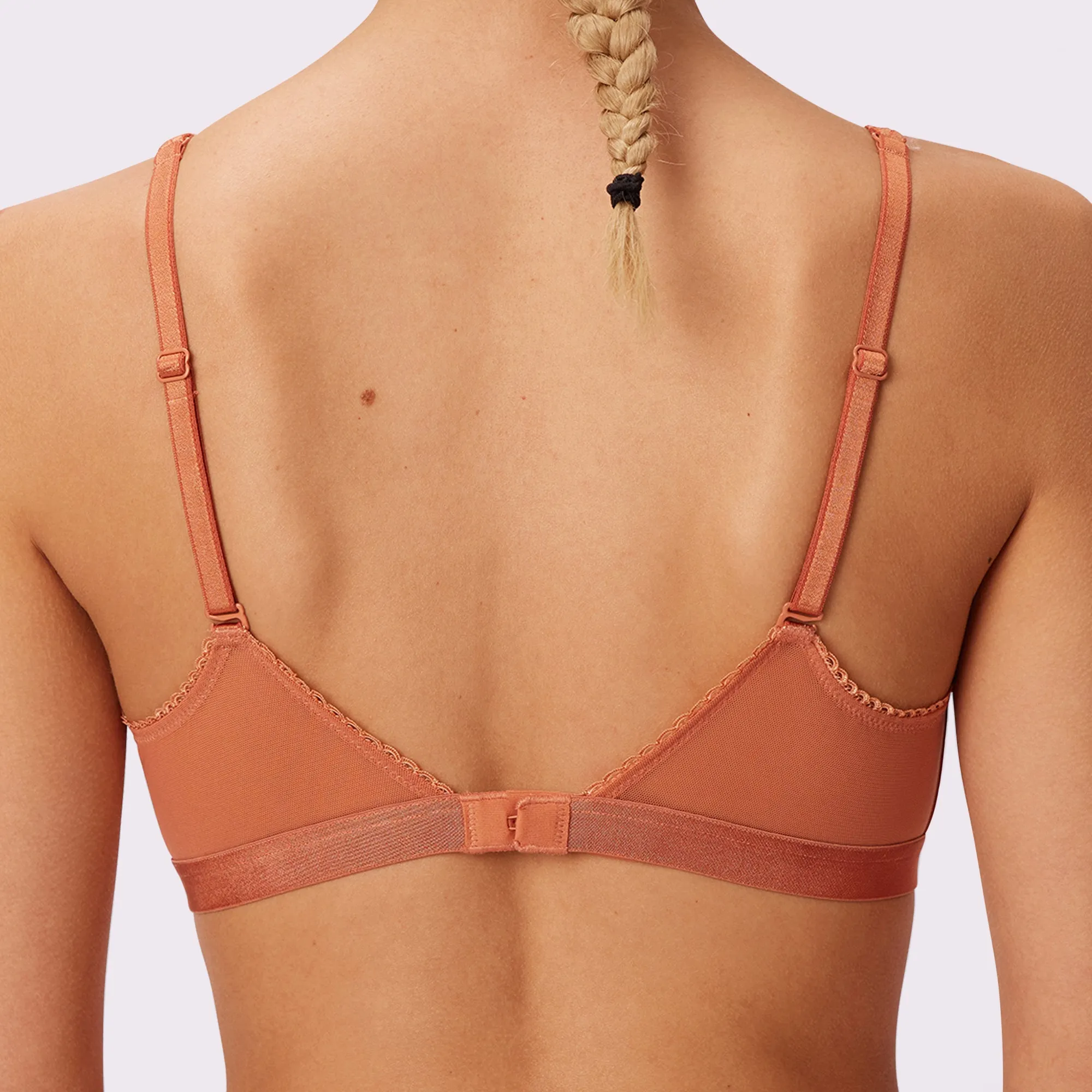 Flirty Lace Touch Triangle Bralette | Silky Mesh | Archive (Gingersnap) sold by Parade product image thumbnail 5