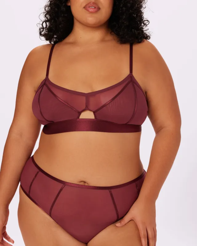 Sheer Sculpt Pop Cutout Triangle Bralette | Silky Mesh | Archive (Blackberry) sold by Parade