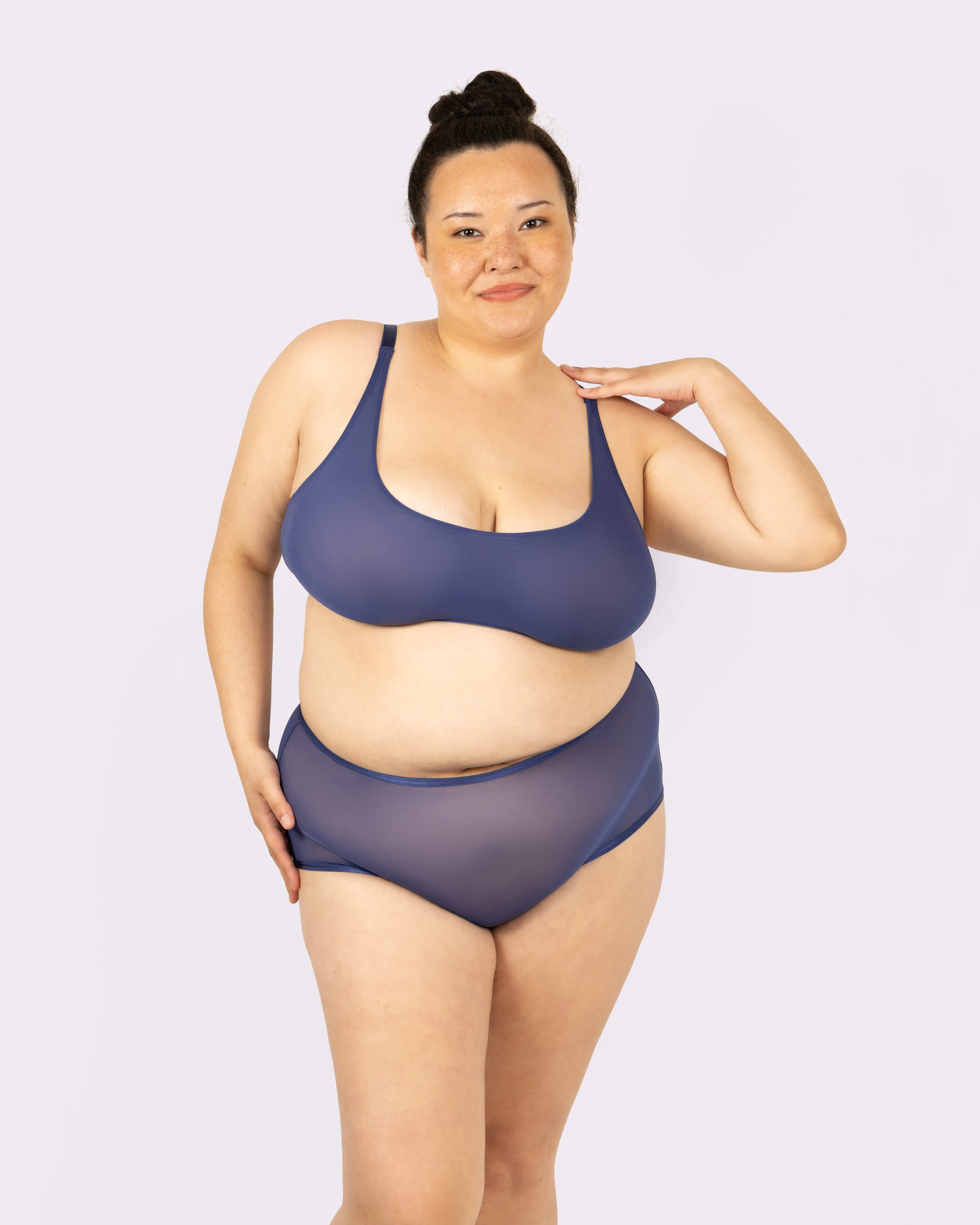 Luxe Mesh Scoop Bralette | Silky Mesh | Archive (Dolphin) sold by Parade product image thumbnail 4