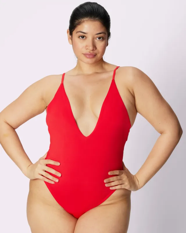 Perfect V Plunge One-Piece | EcoSplash Swim | Archive (Strawberry Daiquiri) sold by Parade