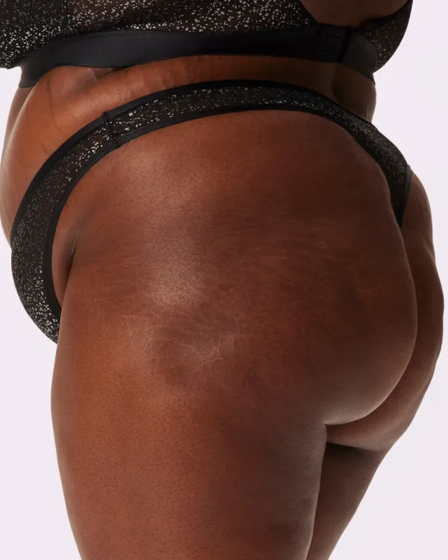 High Cut Thong | Silky Mesh | Archive (Gunmetal Glitter) sold by Parade