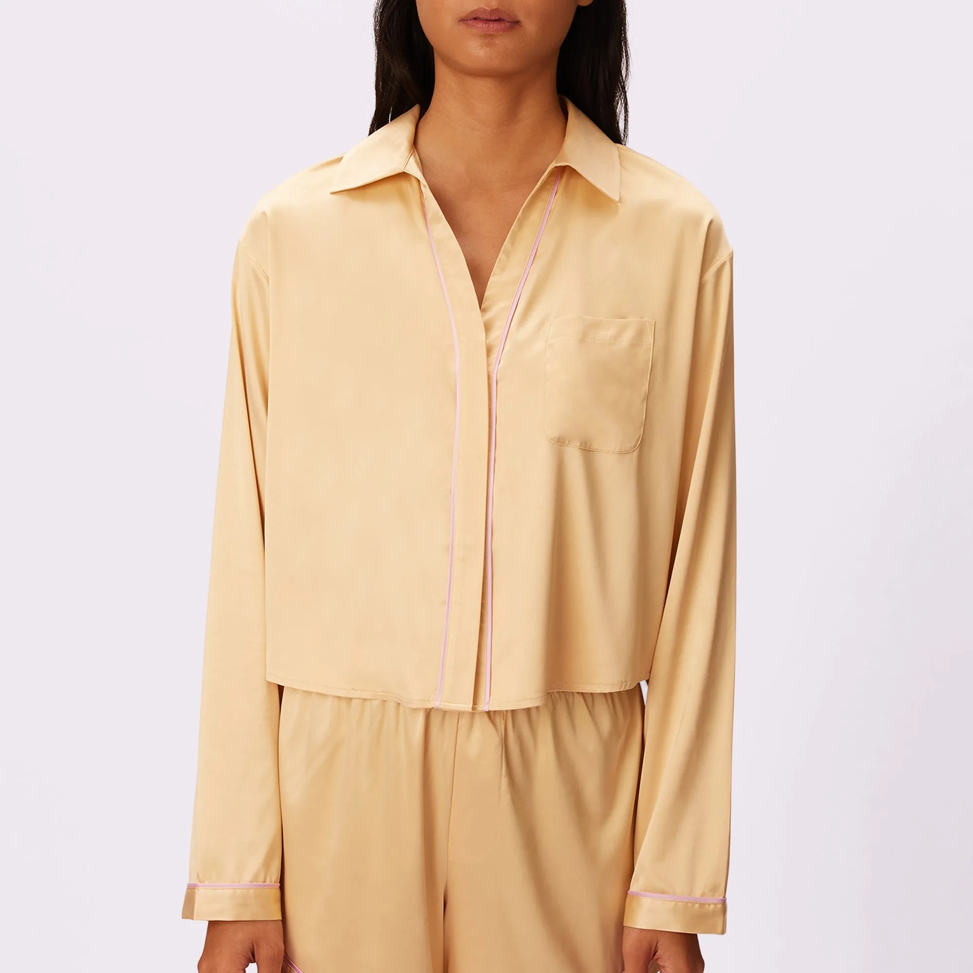 Dream Longsleeve Button Up | Luxe Satin | Archive (Bubbly) sold by Parade