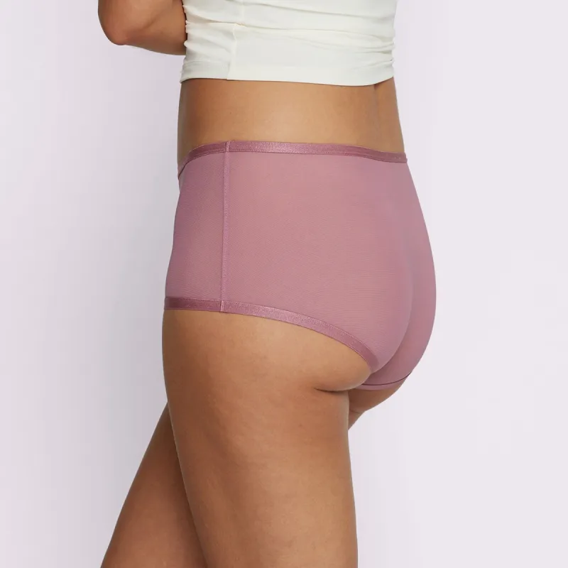 High Rise Boyshort | Silky Mesh | Archive (Rose Petal) sold by Parade