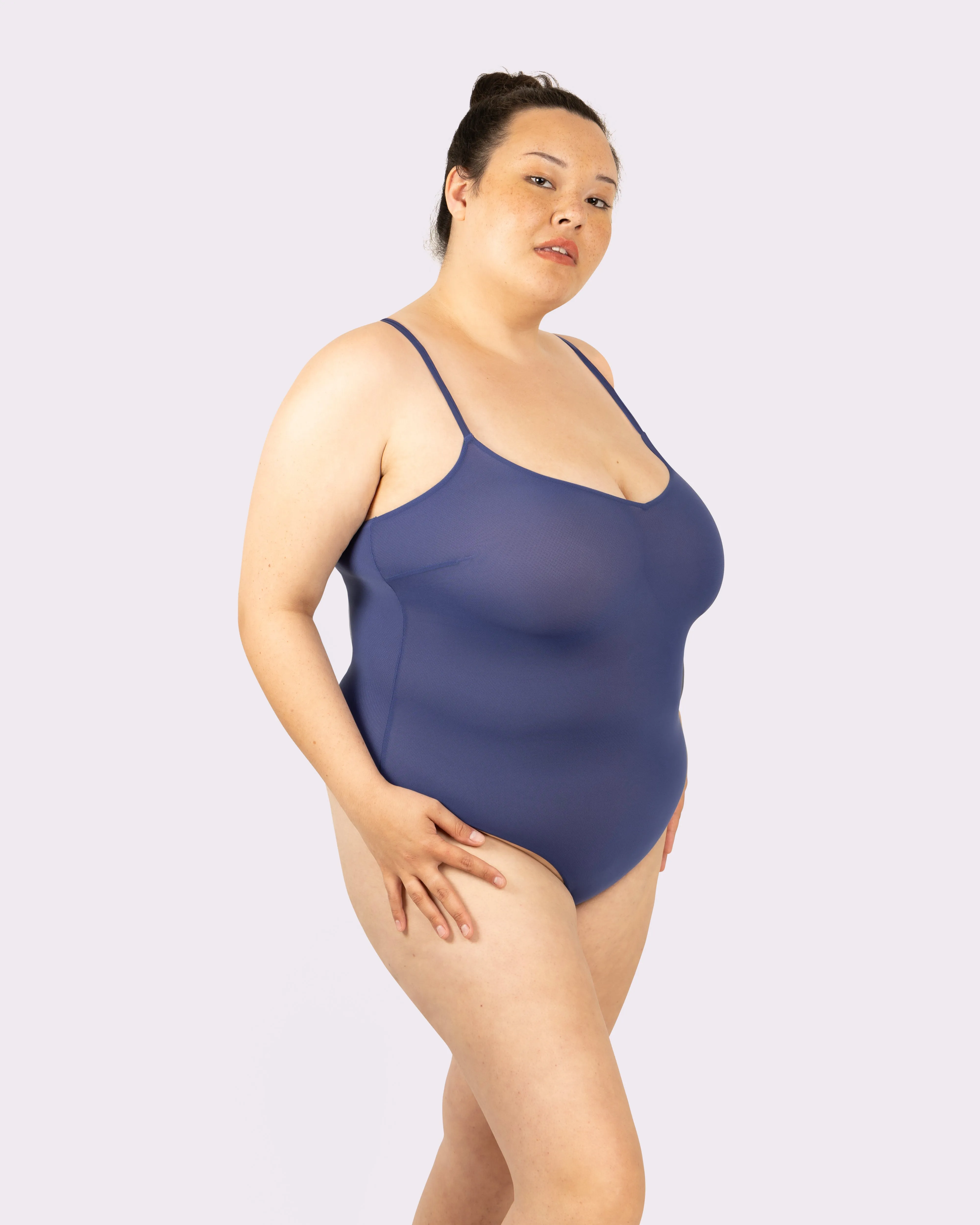 Layering Triangle Bodysuit | Silky Mesh (Dolphin) sold by Parade product image thumbnail 5