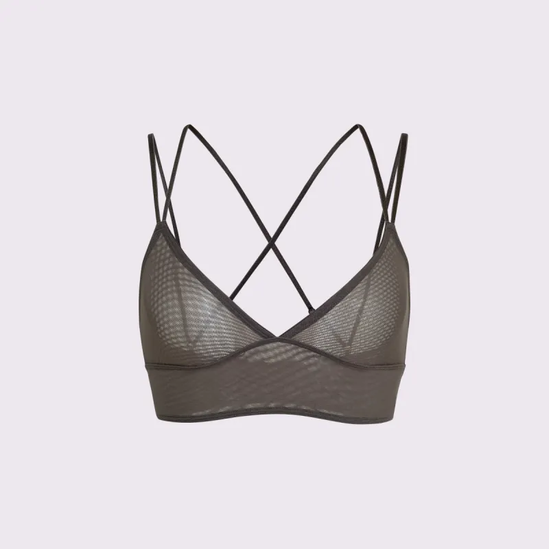 S Strappy Longline Bralette | Silky Mesh | Archive (Smokescreen) sold by Parade