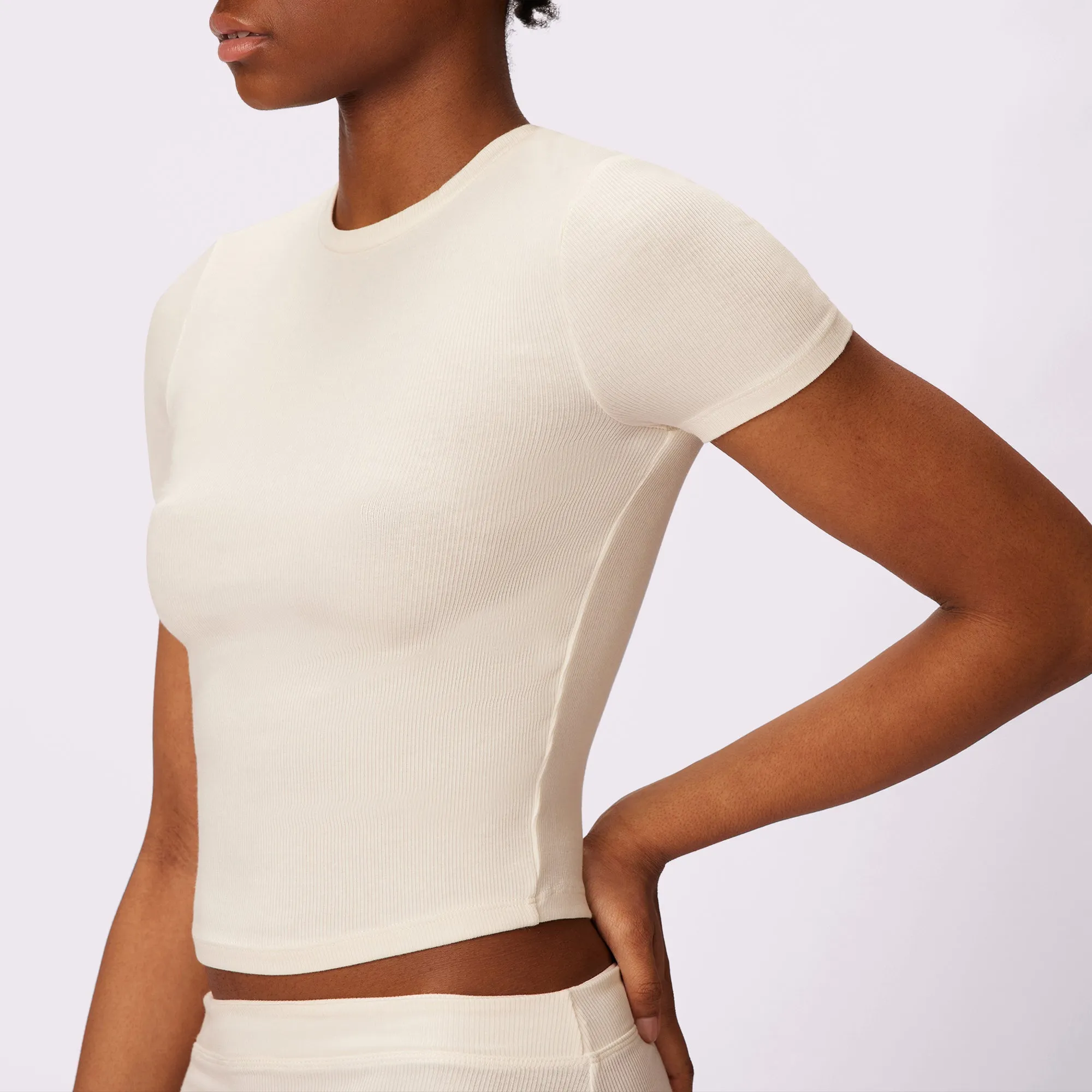 Lush Sculpt Crop Tee | Lush Rib | Archive (Cloud) sold by Parade product image thumbnail 3