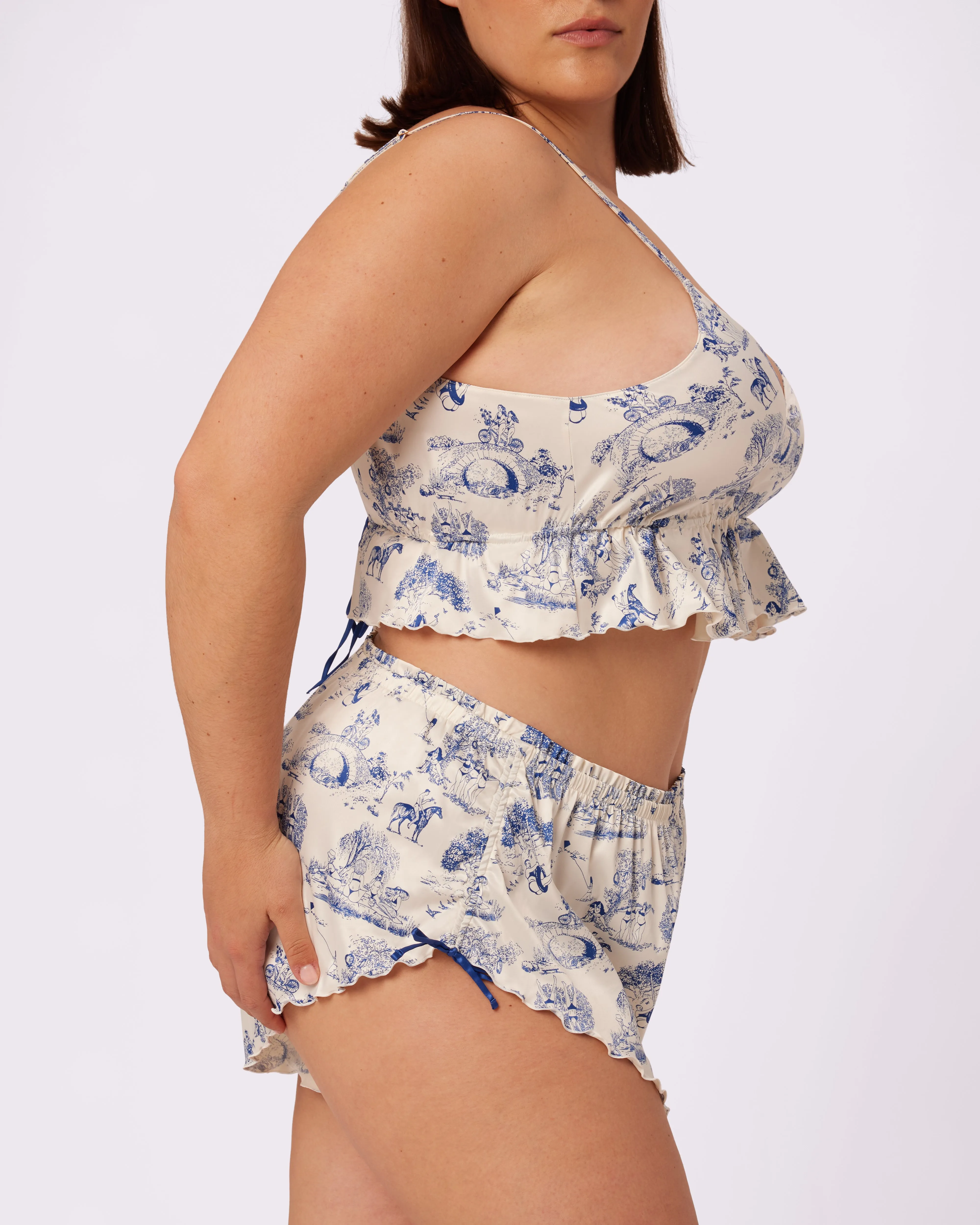 Luxe Tie-Back Flutter Crop | Luxe Satin (Toile Cloud) sold by Parade product image thumbnail 5