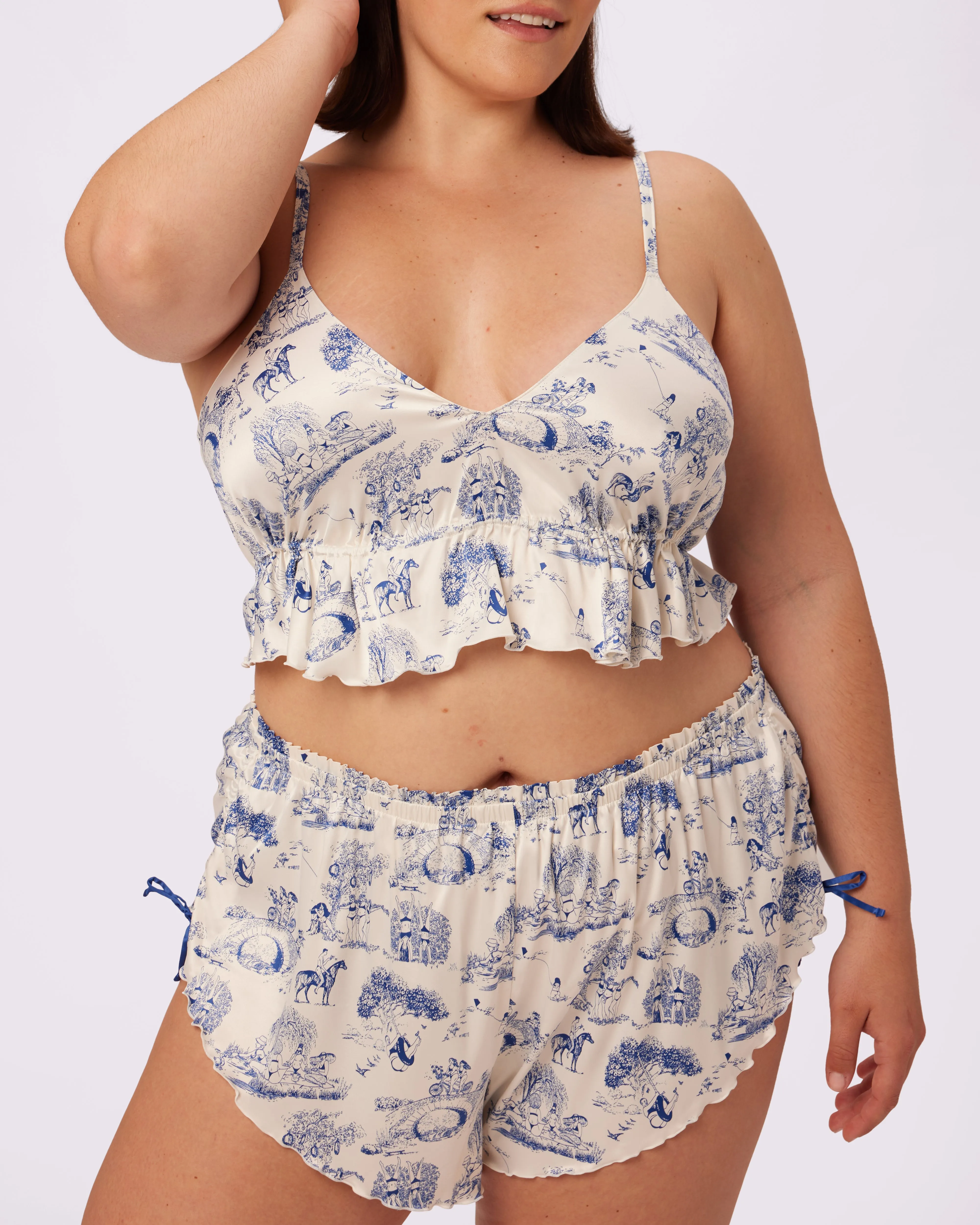 Luxe Tie-Back Flutter Crop | Luxe Satin (Toile Cloud) sold by Parade product image thumbnail 4