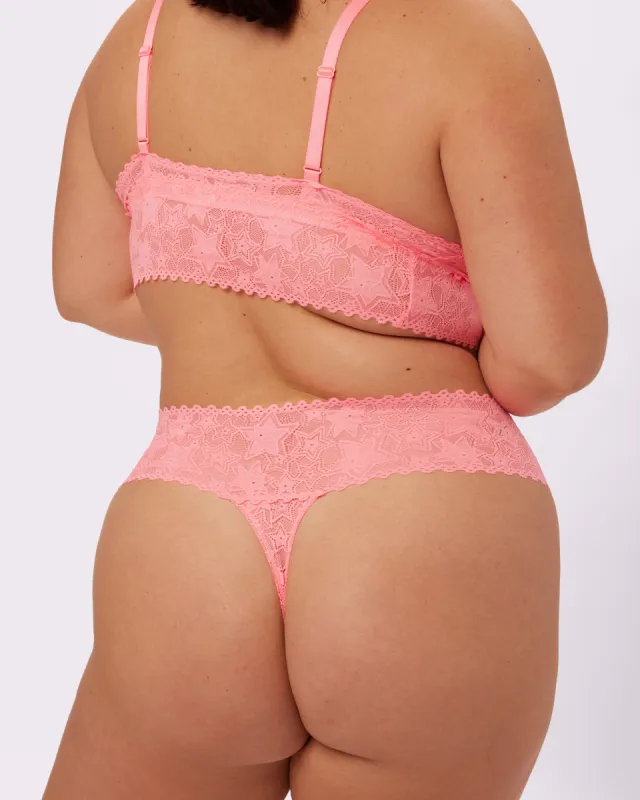 Perfect Lace High Rise Thong | Soft Lace in Stars (Dreamhouse) sold by Parade