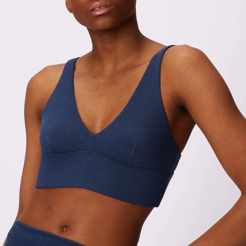 XS Lush Sculpt Plunge Longline Bralette | Lush Rib | Archive (Midnight) sold by Parade