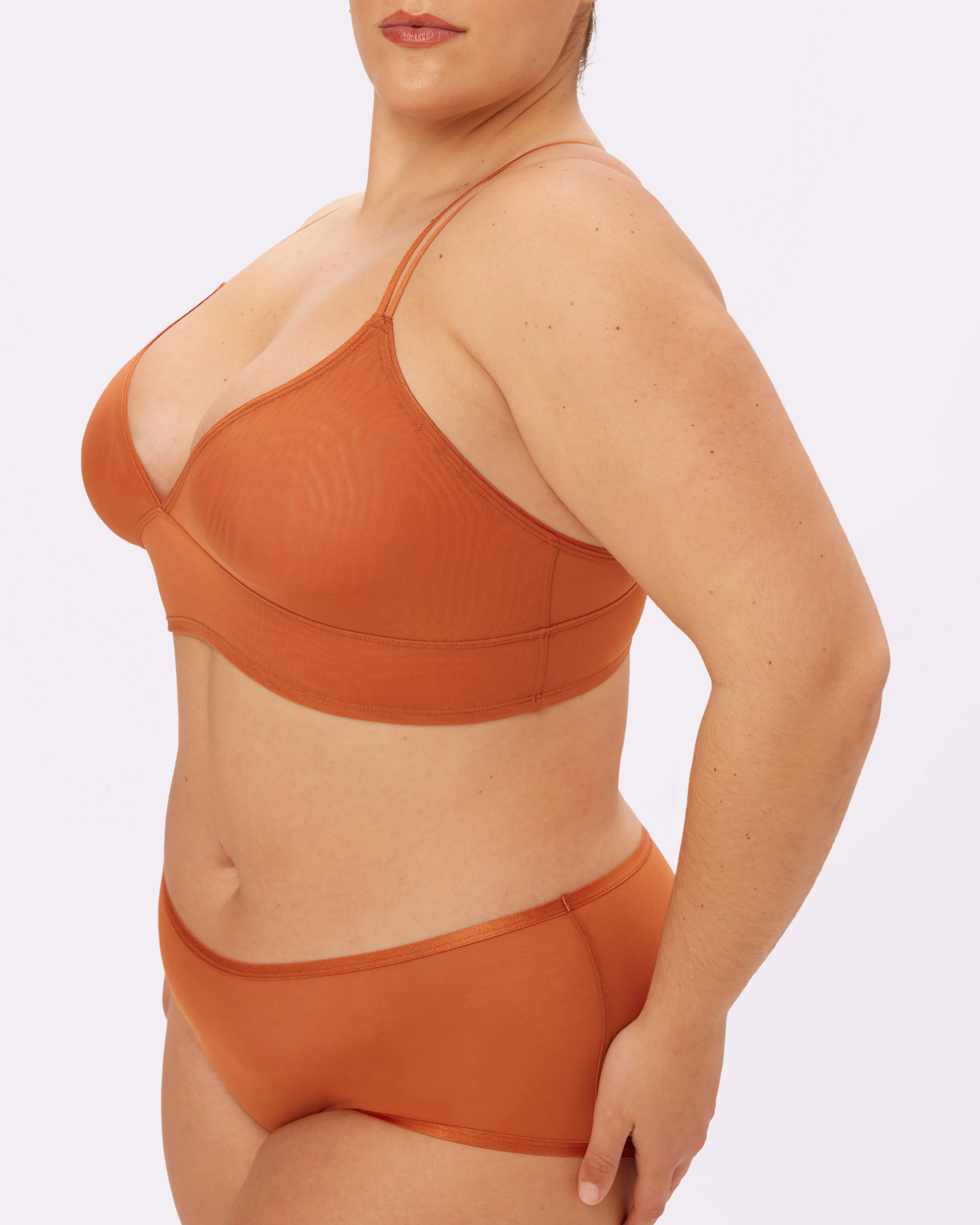 Strappy Longline Bralette | Silky Mesh | Archive (Butterscotch) sold by Parade product image thumbnail 5