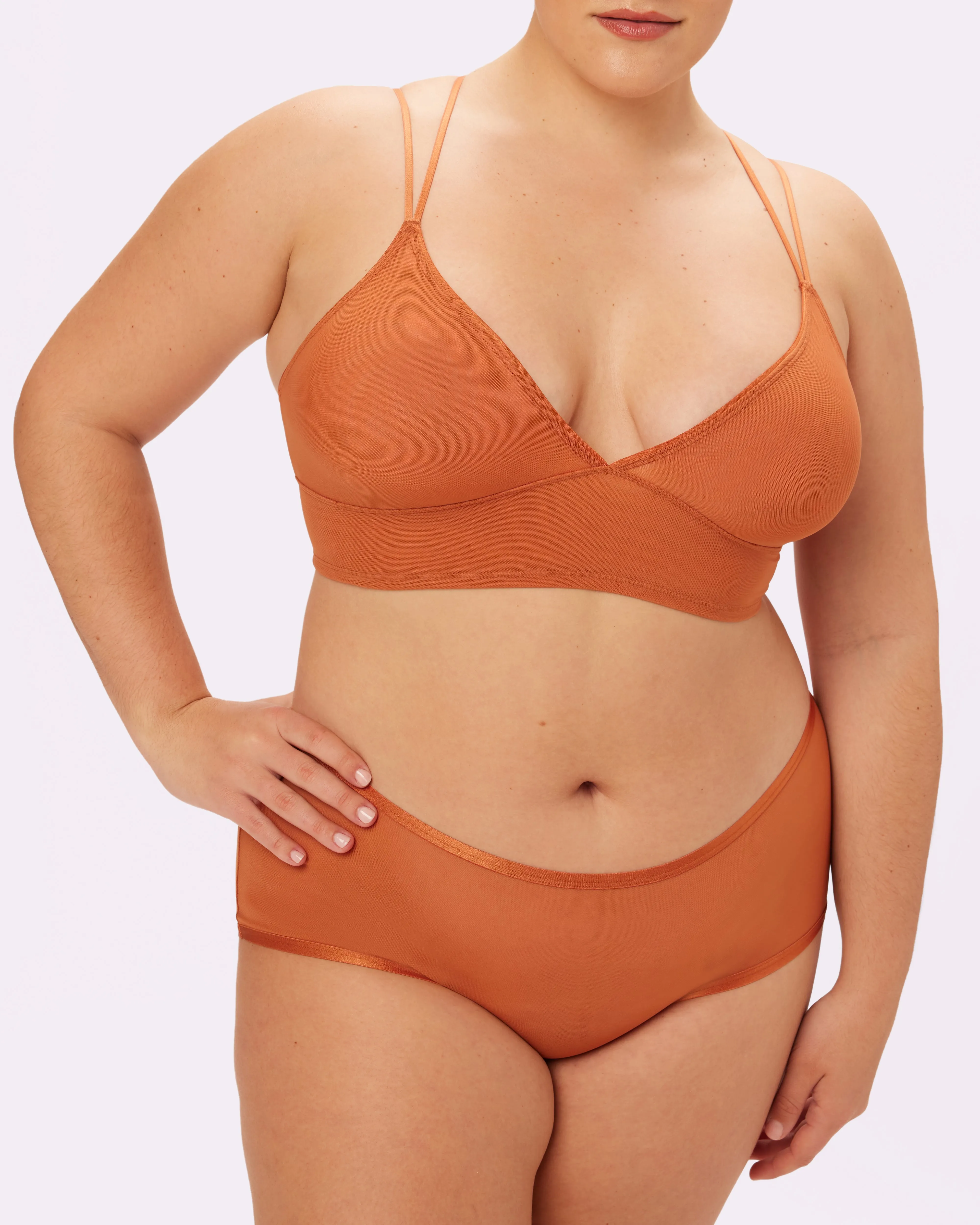 Strappy Longline Bralette | Silky Mesh | Archive (Butterscotch) sold by Parade product image thumbnail 3