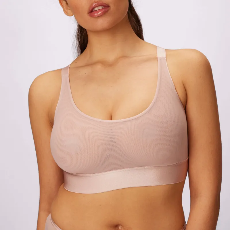 Luxe Mesh Scoop Bralette | Silky Mesh | Archive (Seashell) sold by Parade