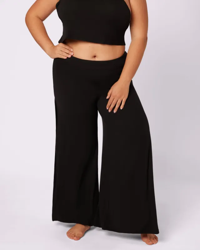 Comfort Rib Wide Leg Slit Pants | Lush Rib (Eightball) sold by Parade