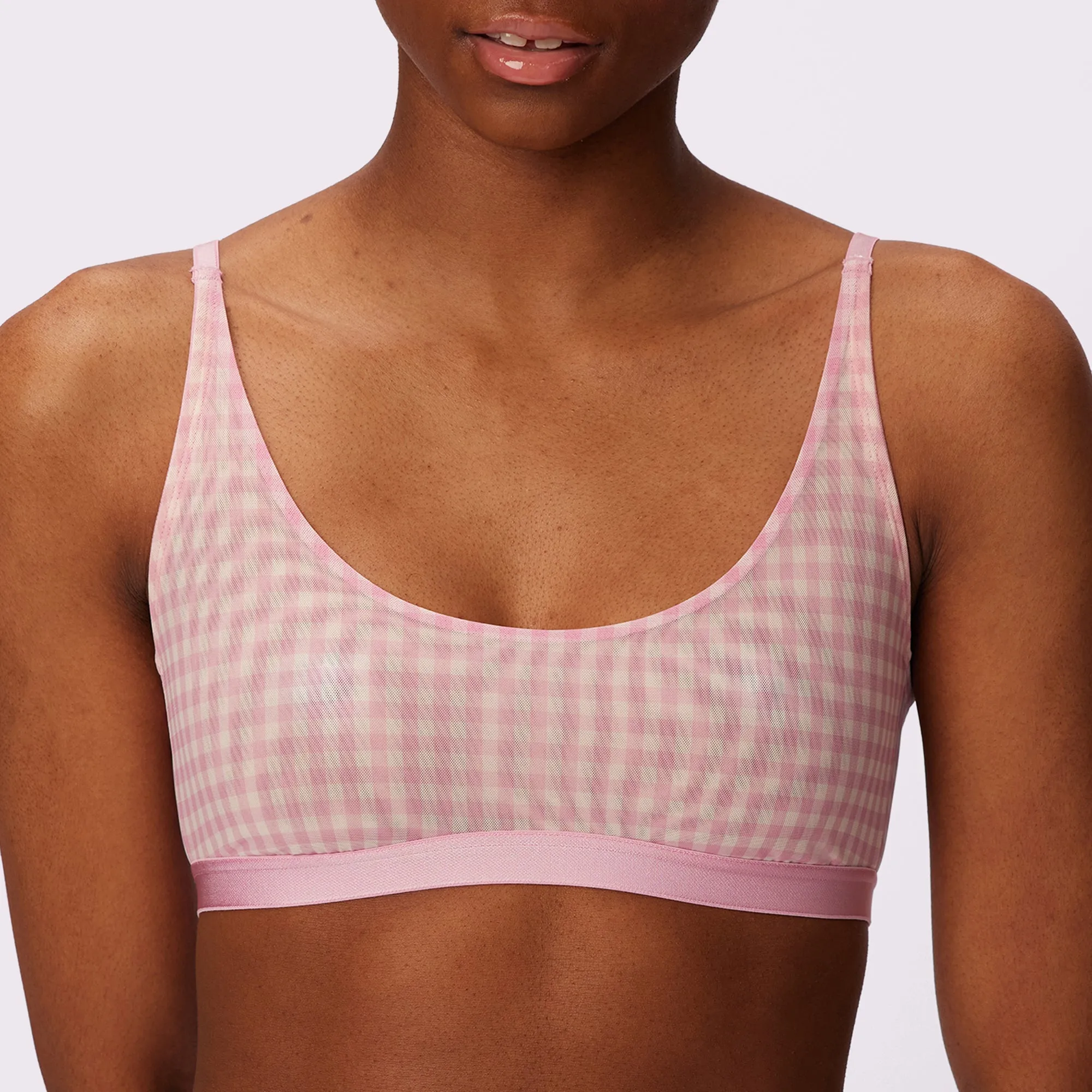Luxe Mesh Scoop Bralette | Silky Mesh | Archive (Bubble Gum Gingham) sold by Parade