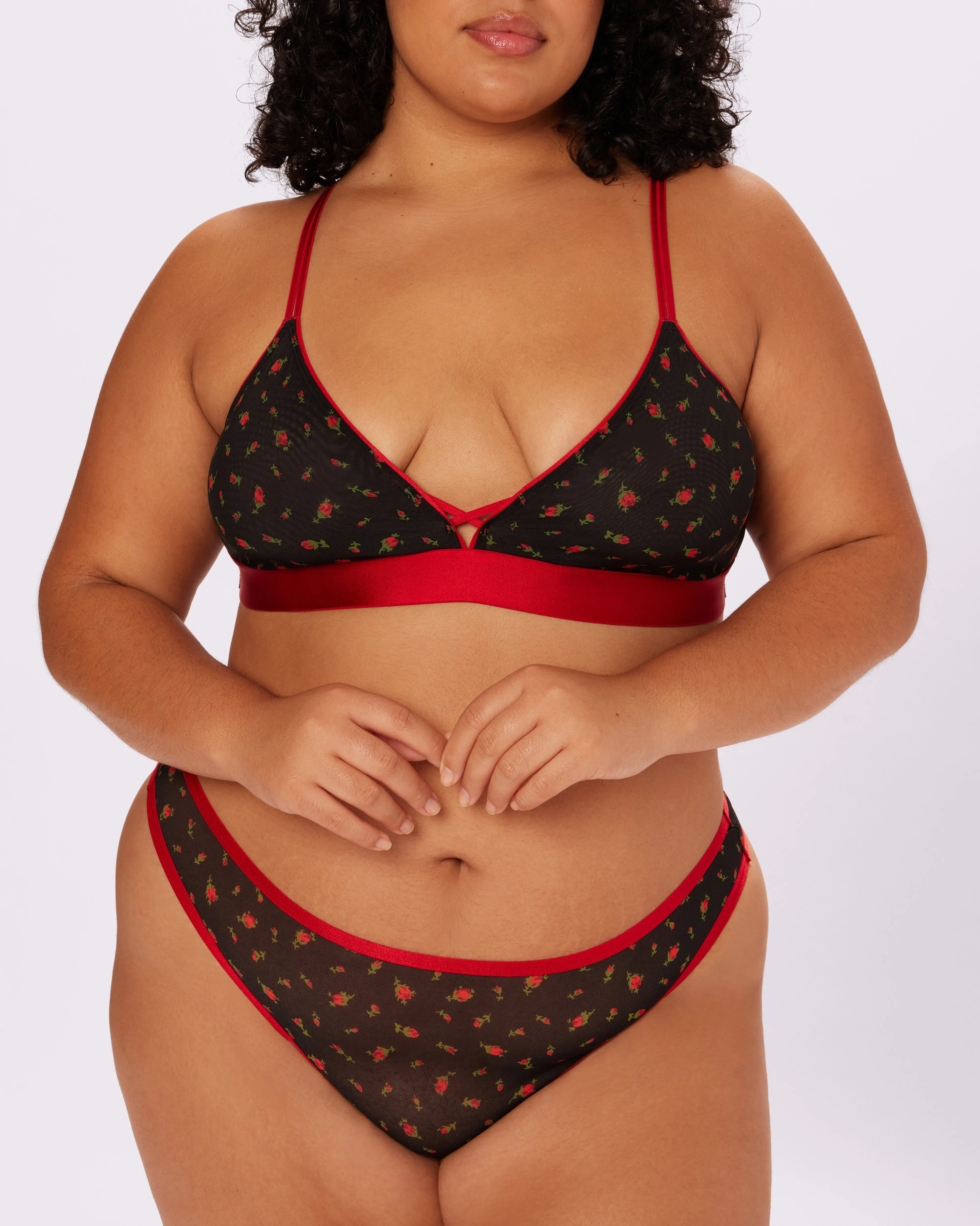 Betsey Johnson Cross-Back Triangle Bralette | Silky Mesh | Archive (Rosebud) sold by Parade product image thumbnail 2