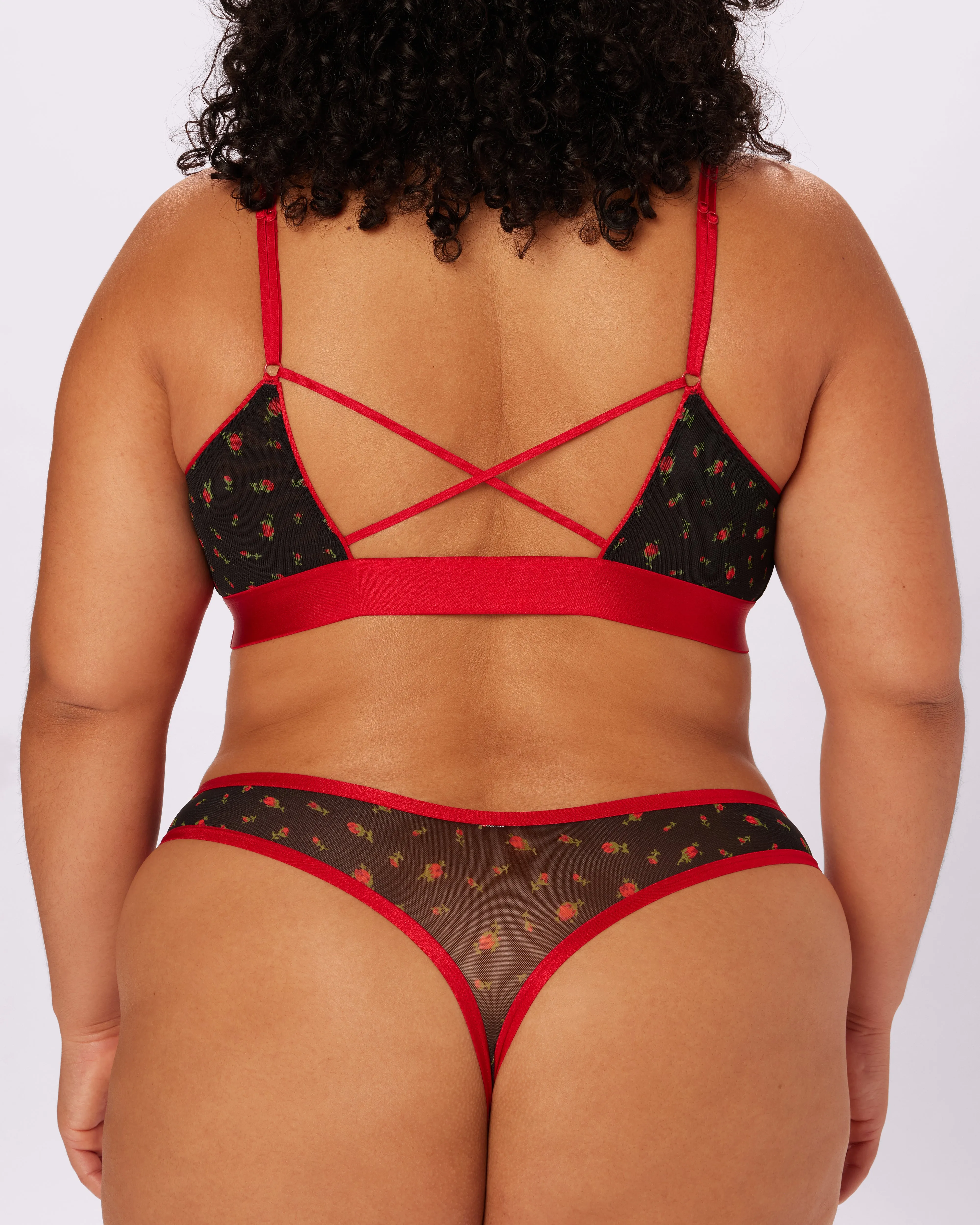 Betsey Johnson Cross-Back Triangle Bralette | Silky Mesh | Archive (Rosebud) sold by Parade product image thumbnail 4