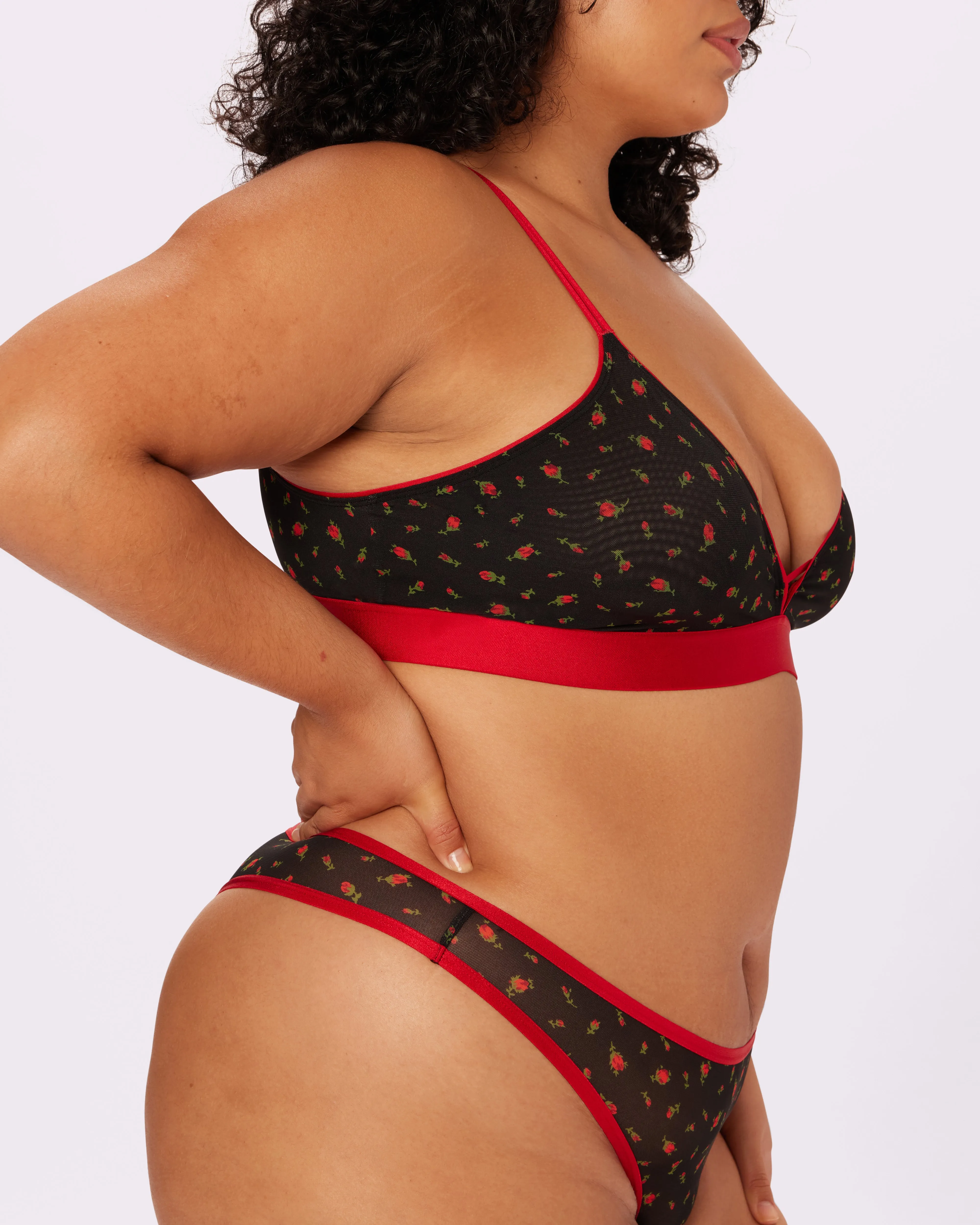 Betsey Johnson Cross-Back Triangle Bralette | Silky Mesh | Archive (Rosebud) sold by Parade product image thumbnail 3