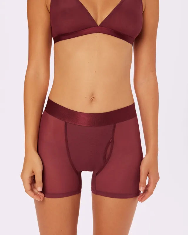 Sheer Comfort Boxer Brief | Silky Mesh (Blackberry) sold by Parade