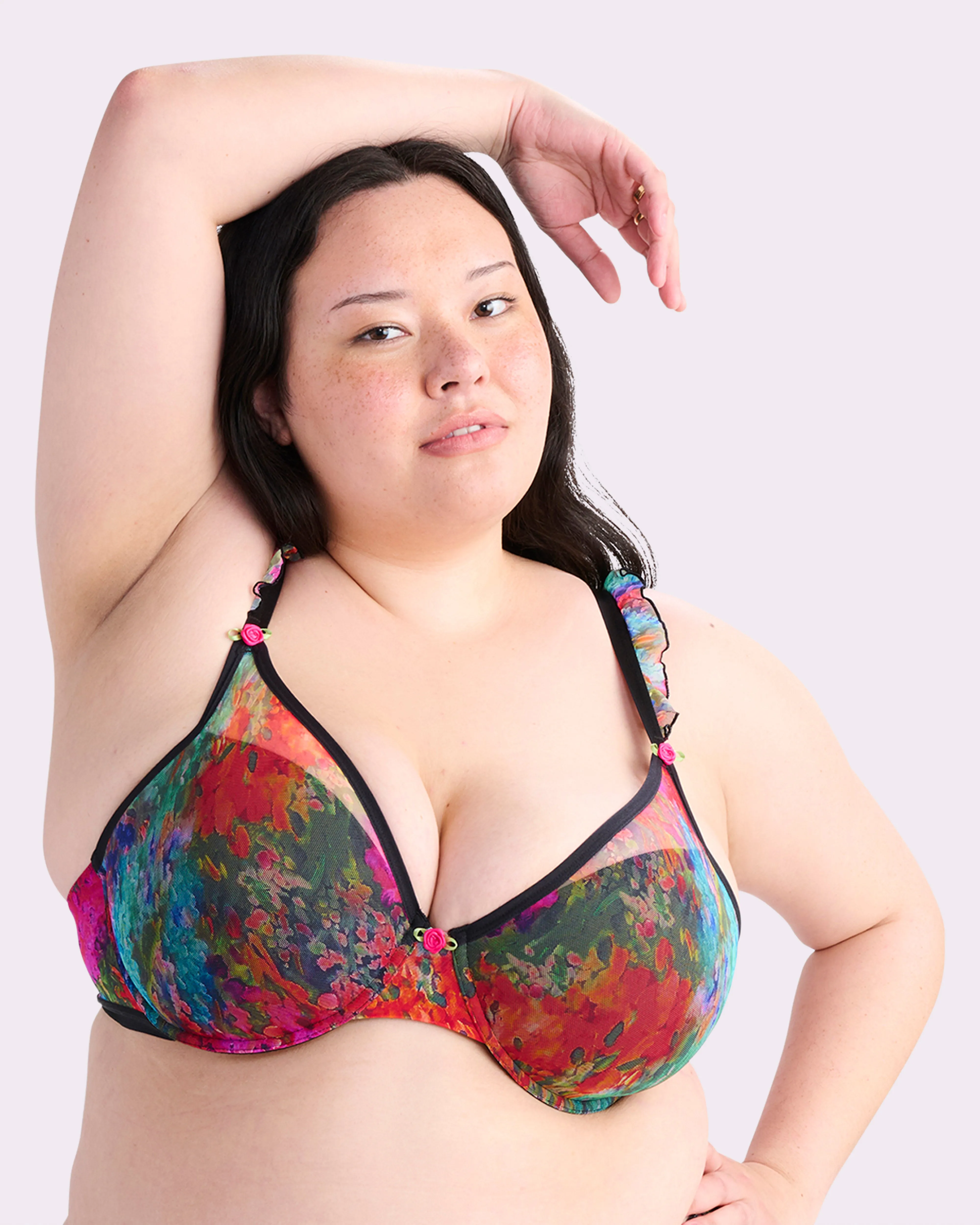 Silky Mesh Flutter Strap T-Shirt Bra | Silky Mesh (Monet Floral) sold by Parade