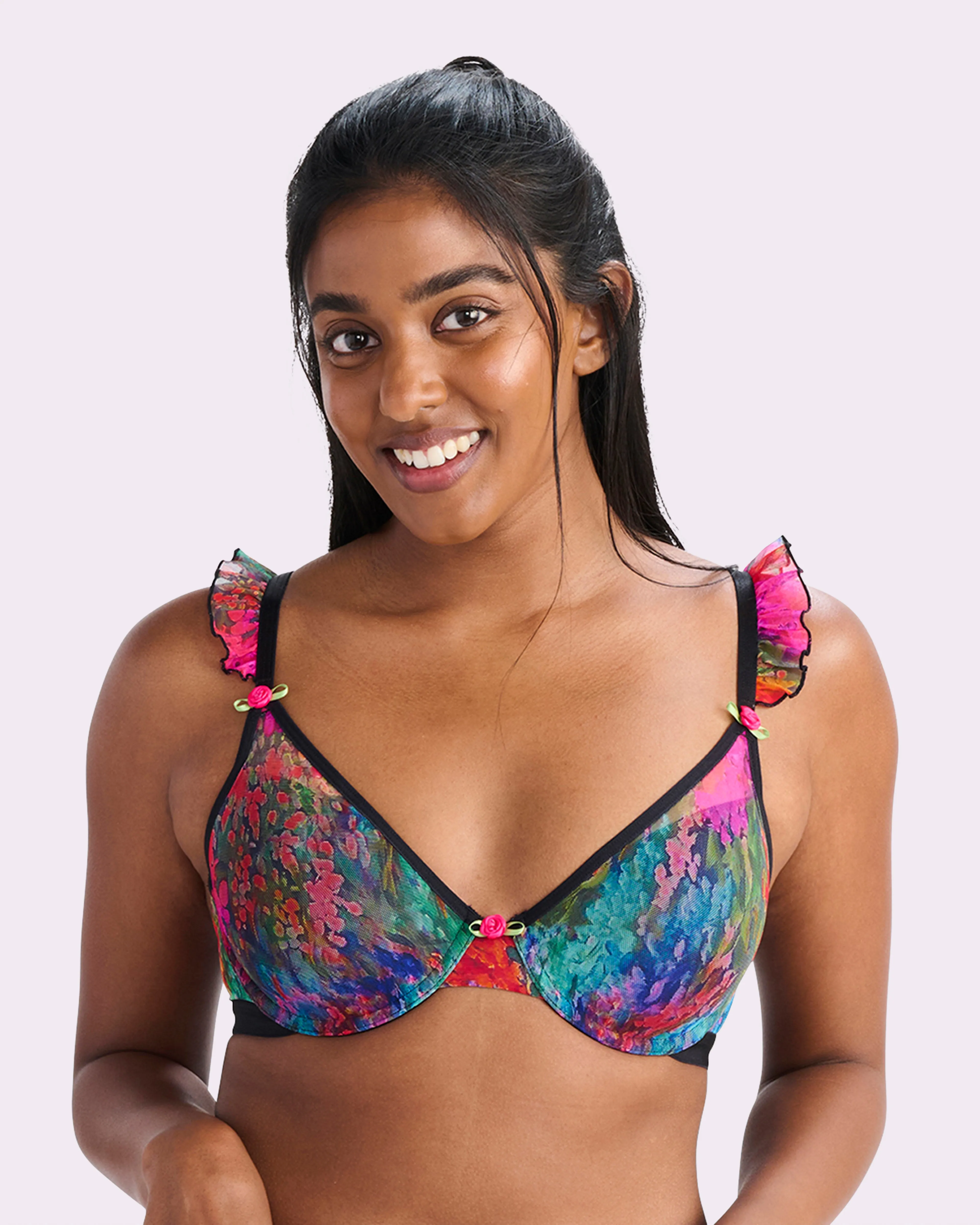 Silky Mesh Flutter Strap T-Shirt Bra | Silky Mesh (Monet Floral) sold by Parade product image thumbnail 5