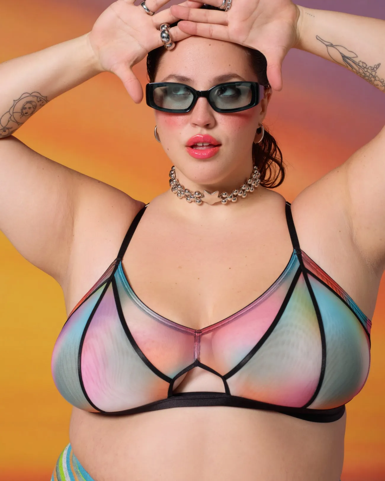 Sheer Sculpt Pop Cutout Triangle Bralette | Silky Mesh | Archive (Supernova) sold by Parade