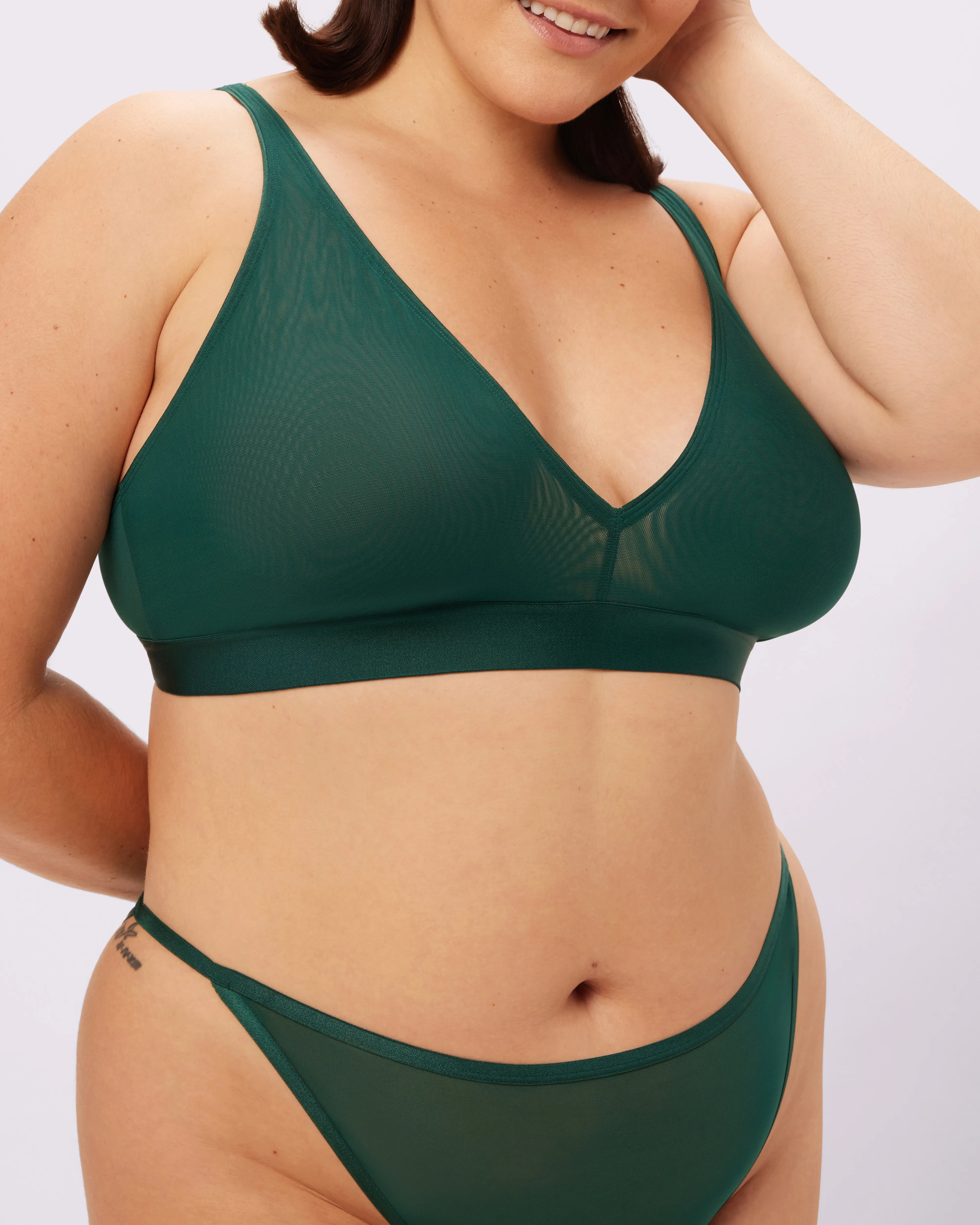 Plunge Bralette | Silky Mesh | Archive (Jade) sold by Parade