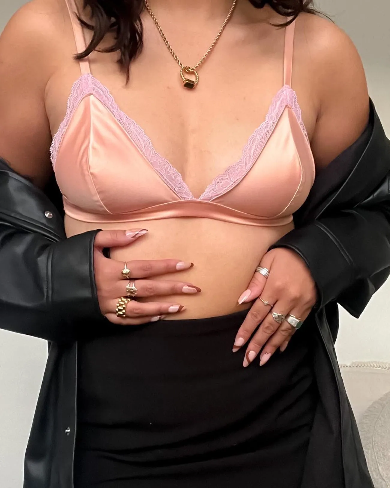 Luminous Lace Triangle Bralette | Glow Satin | Archive (Pink Peony) sold by Parade product image thumbnail 2