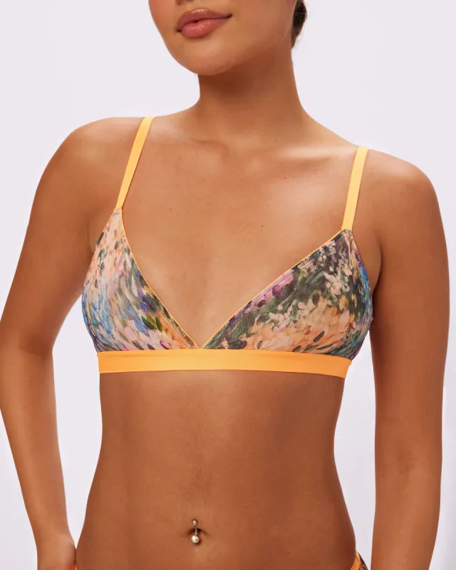 Triangle Bralette | Silky Mesh | Archive (Watercolor) sold by Parade