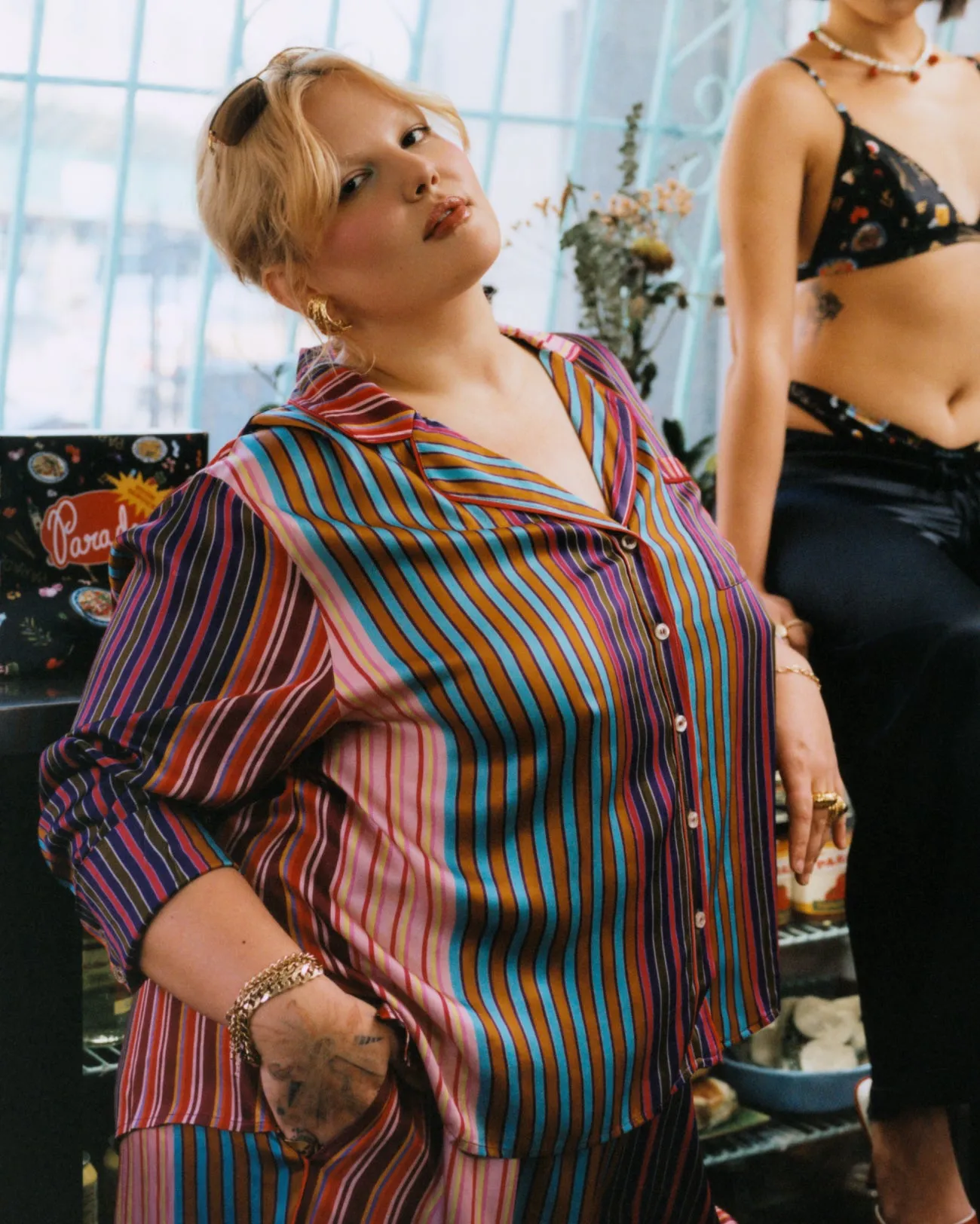 Luxe Dreams Long Sleeve Button Up | Plush Satin | Archive (Hotel Parade) sold by Parade