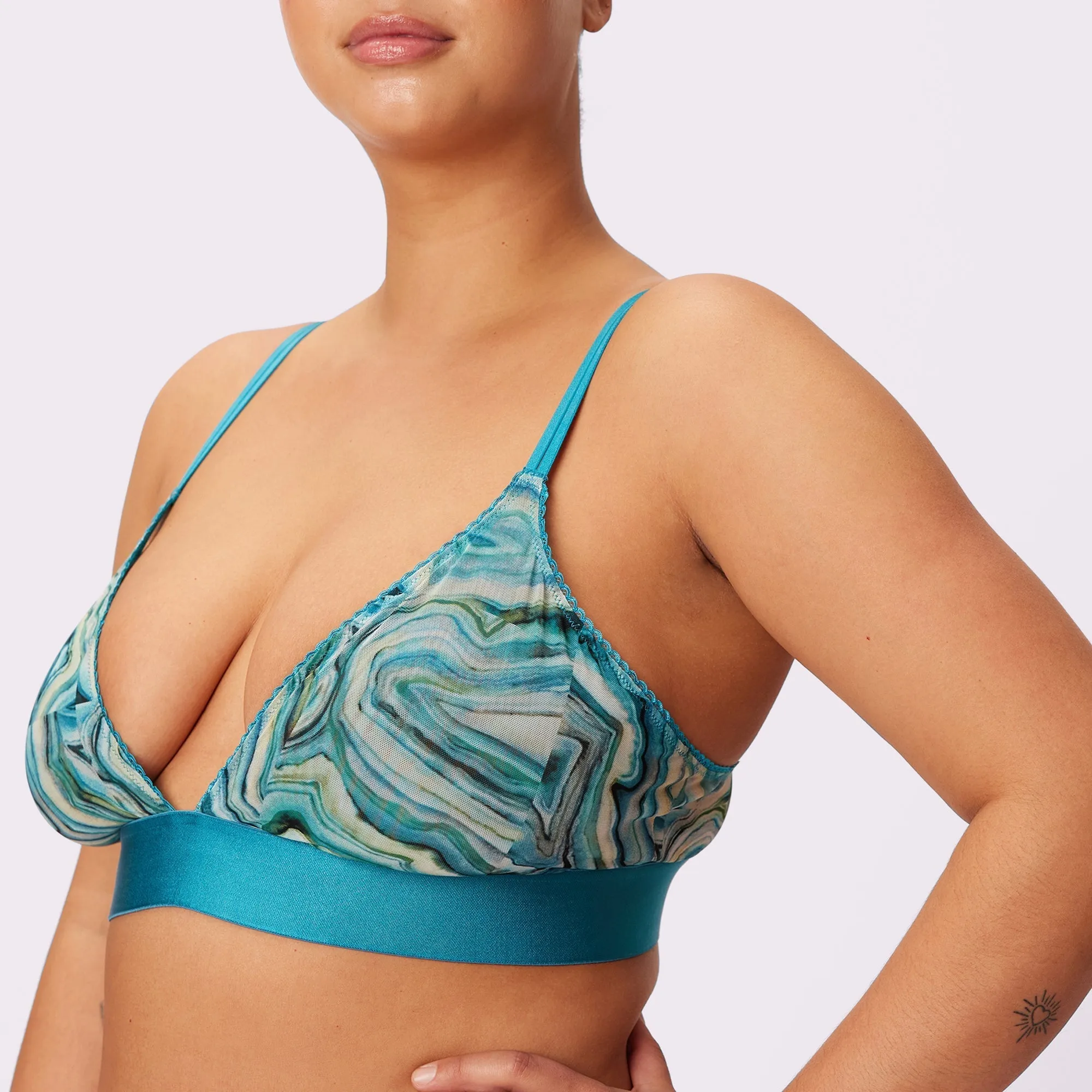 Flirty Lace Touch Triangle Bralette | Silky Mesh | Archive (Sapphire Geode) sold by Parade product image thumbnail 4