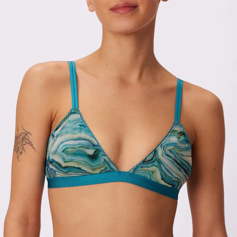 Flirty Lace Touch Triangle Bralette | Silky Mesh | Archive (Sapphire Geode) sold by Parade