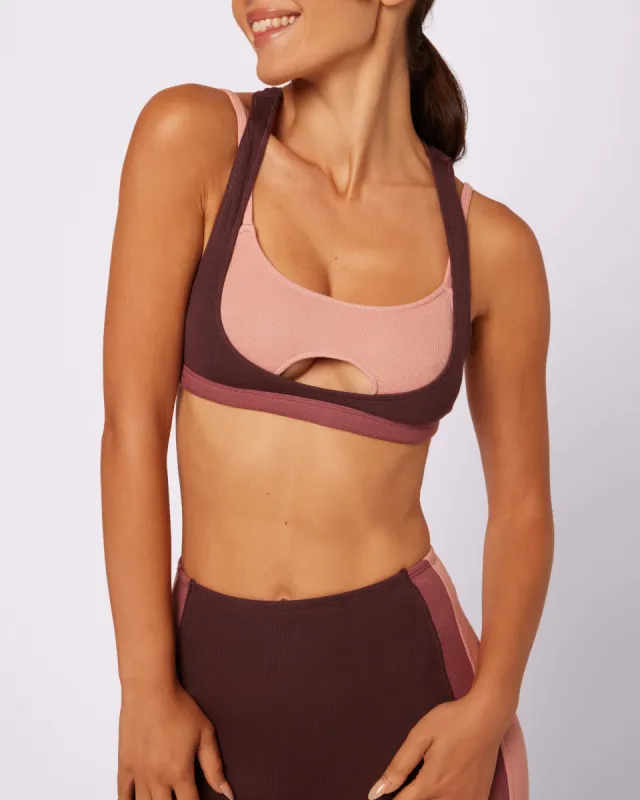 Peekaboo Scoop Layered Bralette | Lush Rib | Archive (Pretzel) made by Parade