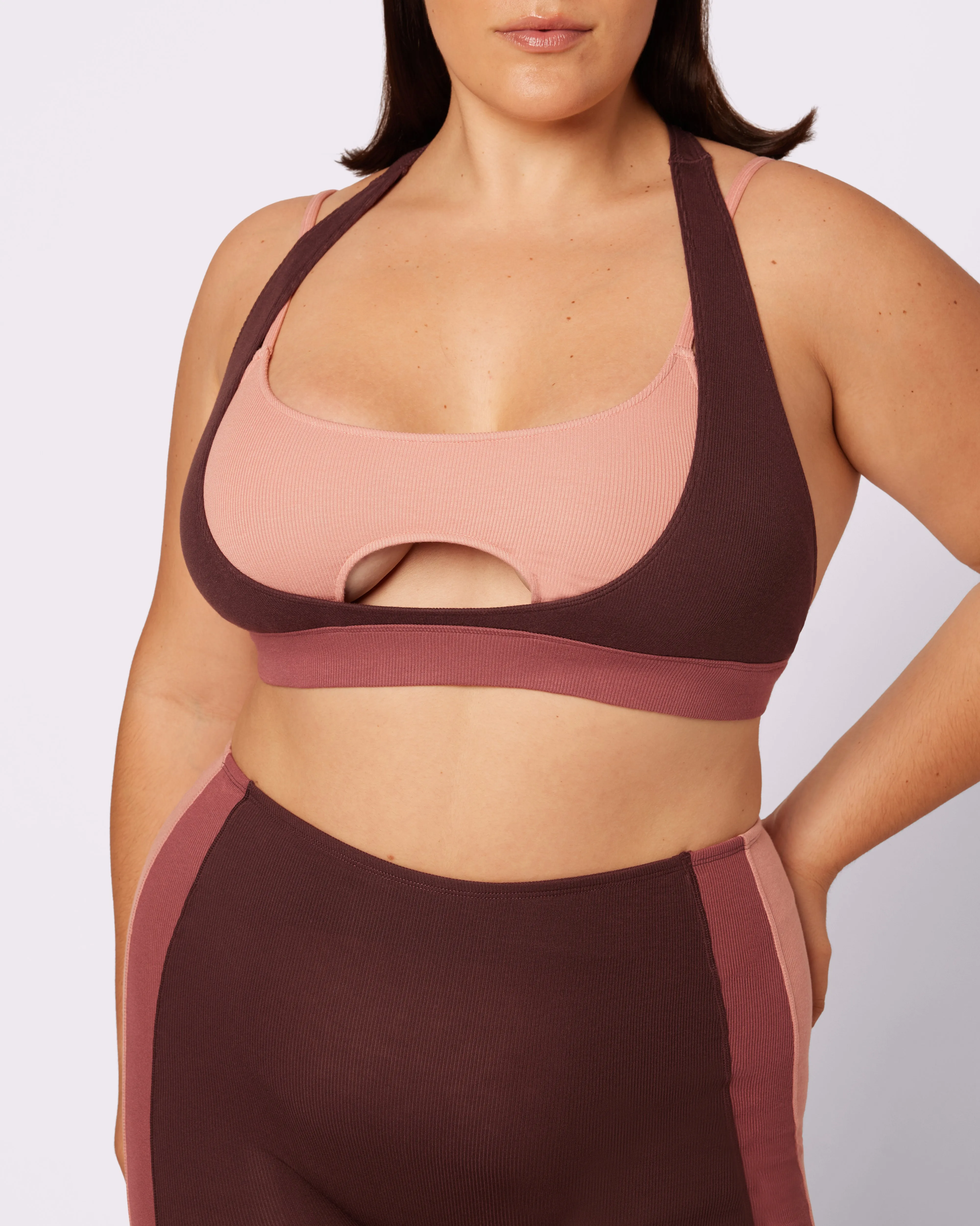 Peekaboo Scoop Layered Bralette | Lush Rib | Archive (Pretzel) sold by Parade product image thumbnail 5