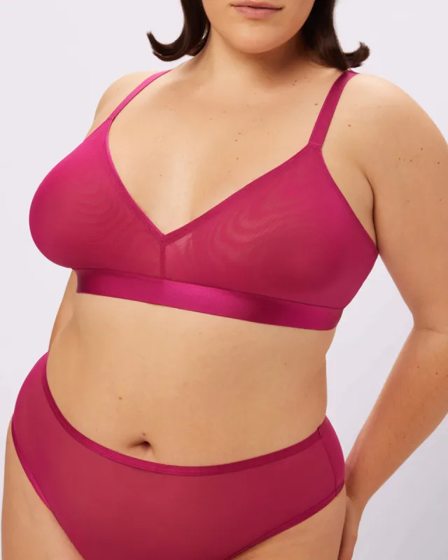 Triangle Bralette | Silky Mesh | Archive (Maraschino) sold by Parade